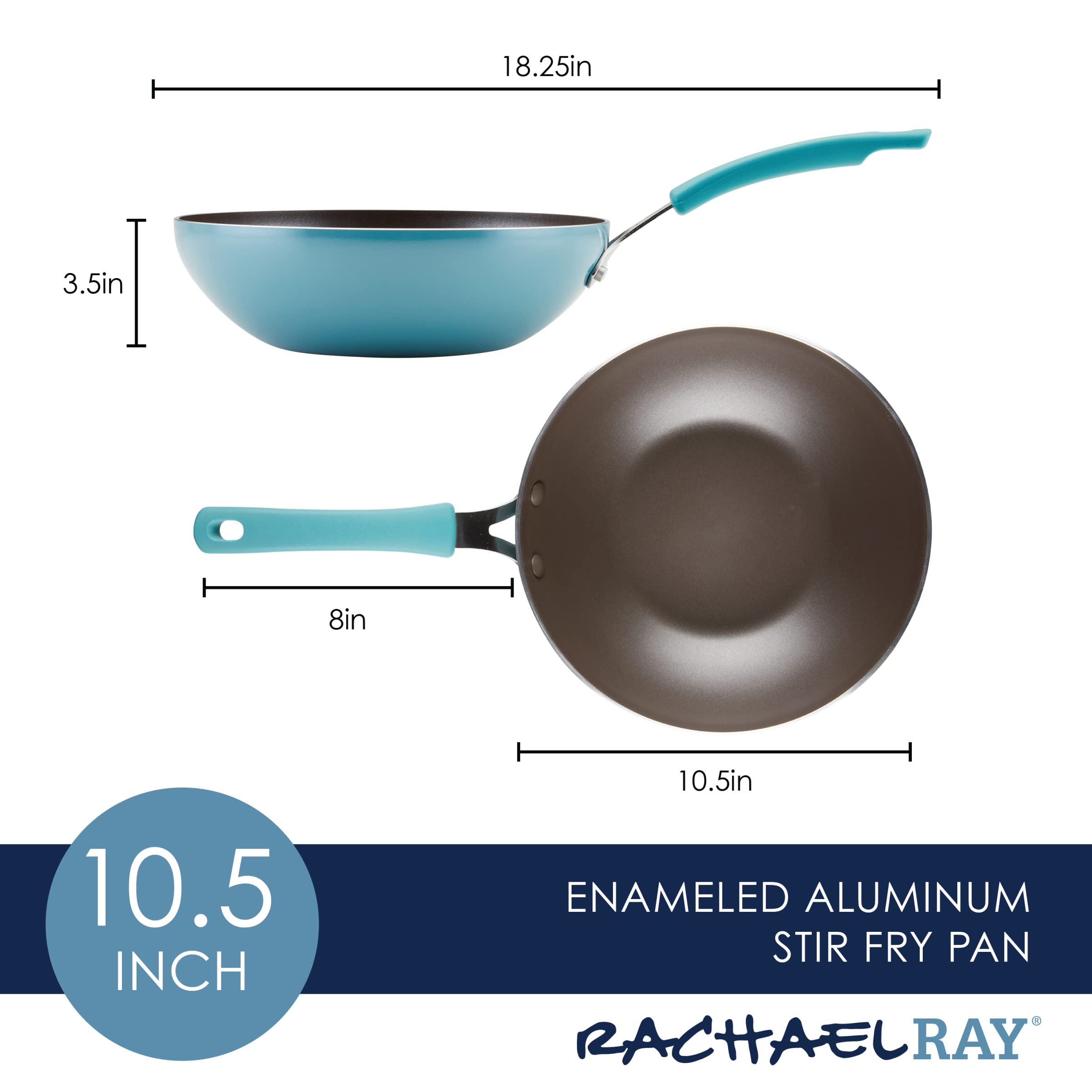 Rachael Ray Cook + Create Nonstick Stir Fry Pan/Wok, 10.5 Inch, Agave Blue