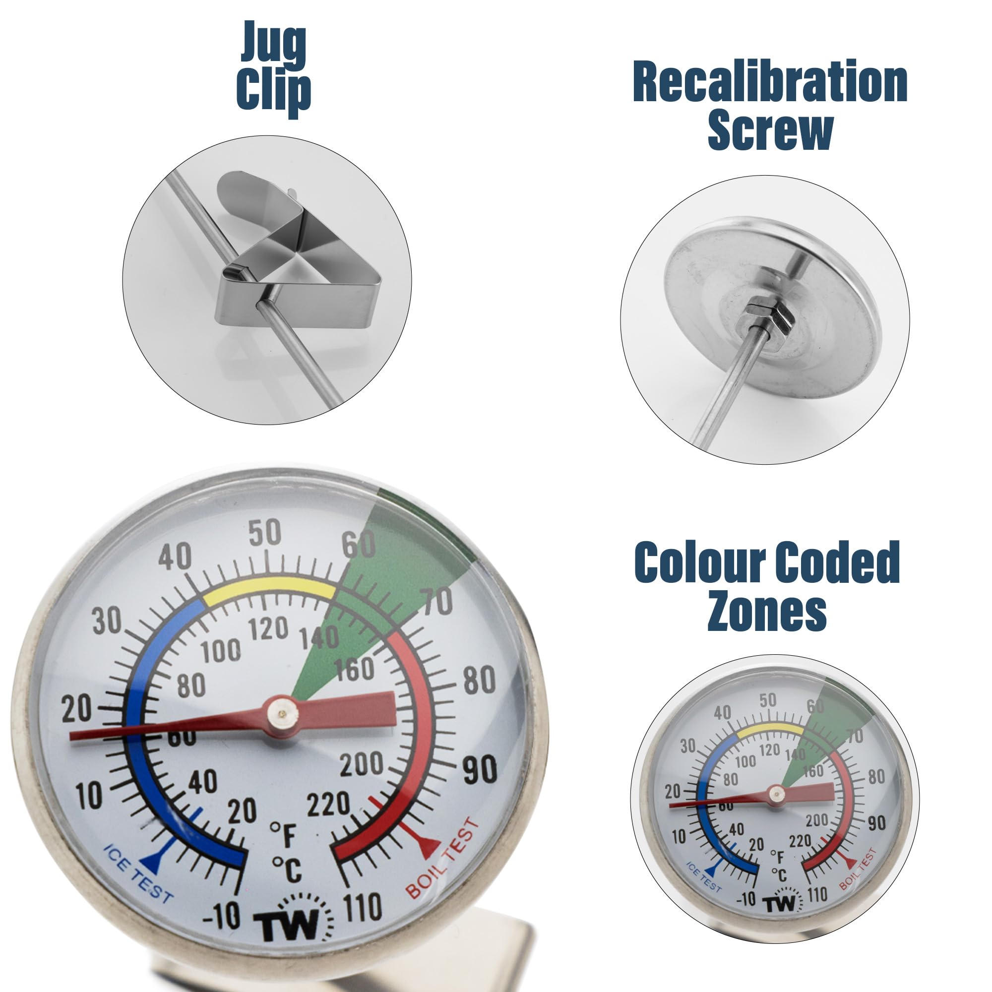 Thermometer World Milk Thermometer for Steaming Milk - Green Color, Model 8541985734