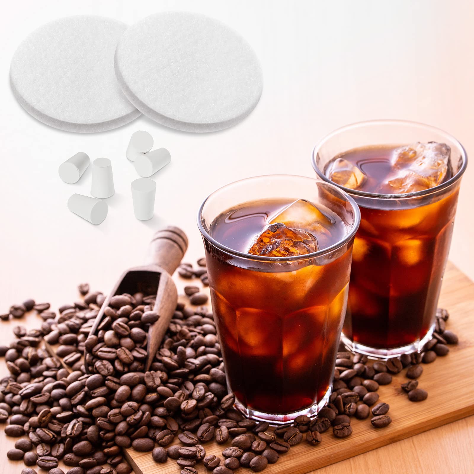 20 Pack Cold Brew Coffee Filters Include 8 Coffee Filter 12 Reusable Coffee Filter Replacement Rubber Stoppers Kit for Cold Brew System