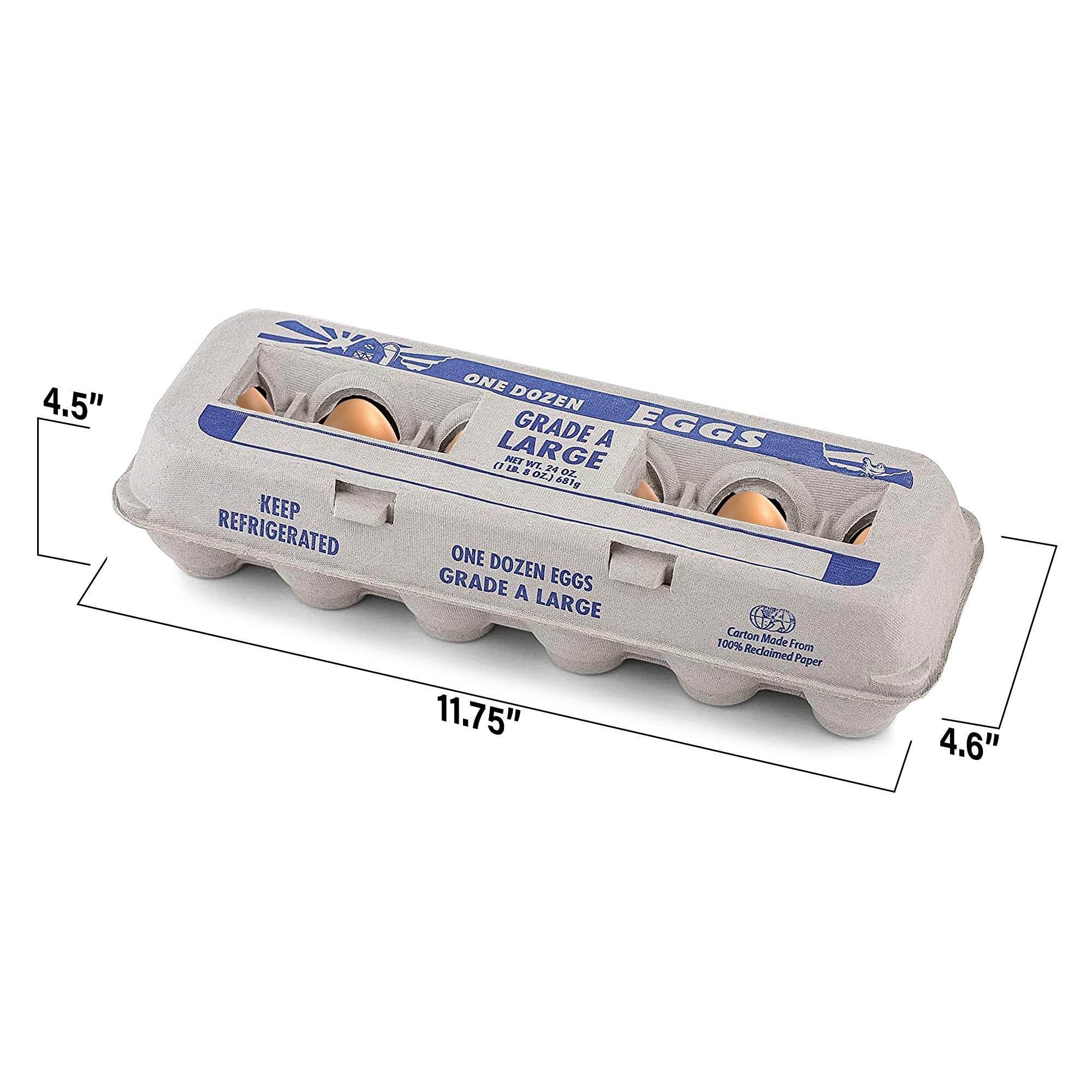 MT Products Large Printed Egg Cartons for 12 Eggs - Beige Cardboard Crate (Pack of 15) - Model EGGCARTON, Made in the USA