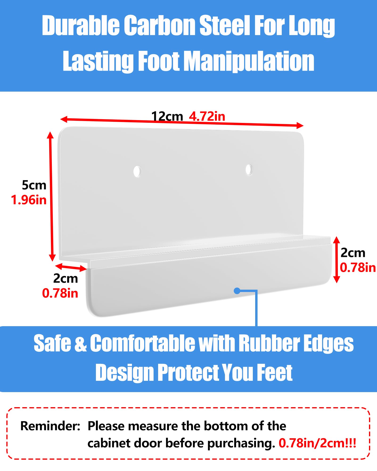 Cabinet Foot Pull For Trash Drawer, Trash Cabinet Foot Pull, Touchless Hands Free Design For Full Overlay Cabinet Door,White