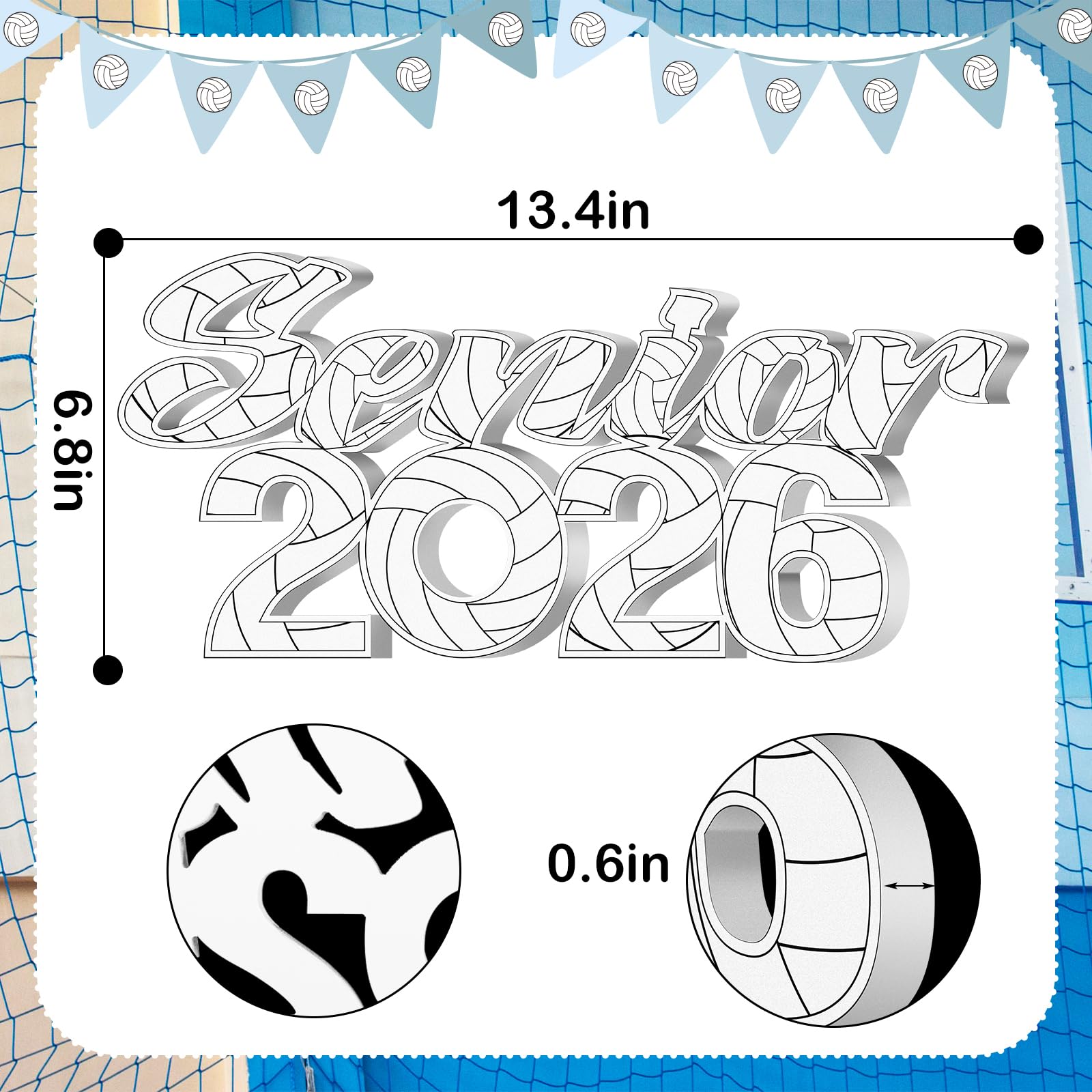 Yaomiao Volleyball 2026 Senior Night Decorations Volleyball Props Grad Sign Senior School Table Centerpieces for Party Supplies