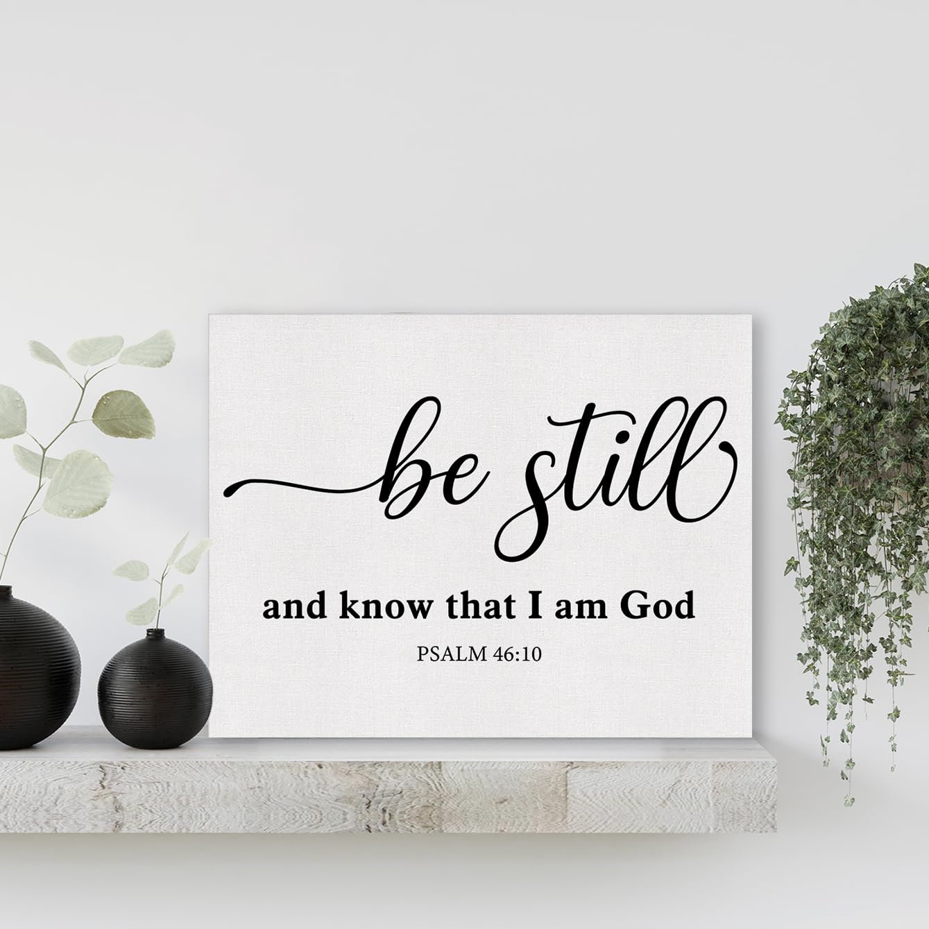 Inspirational Bible Verse Wall Art Canvas Painting Print Framed Be Still and Know Psalm 46:10 Scriptures Canvas Minimalist Chris