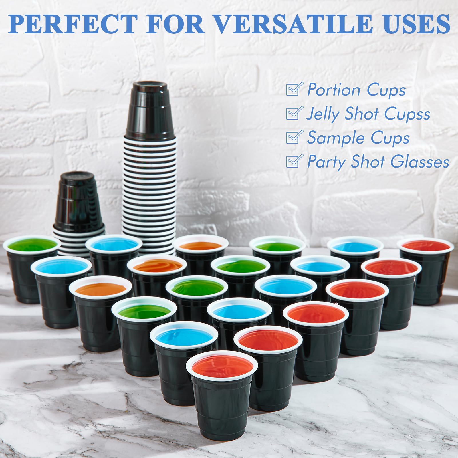 Lilymicky 600 Pack 2 Oz Plastic Shot Glasses, Black Disposable Shot Cups, Mini Black Shot Cups, 2 Oz Party Cups For Christmas Pa