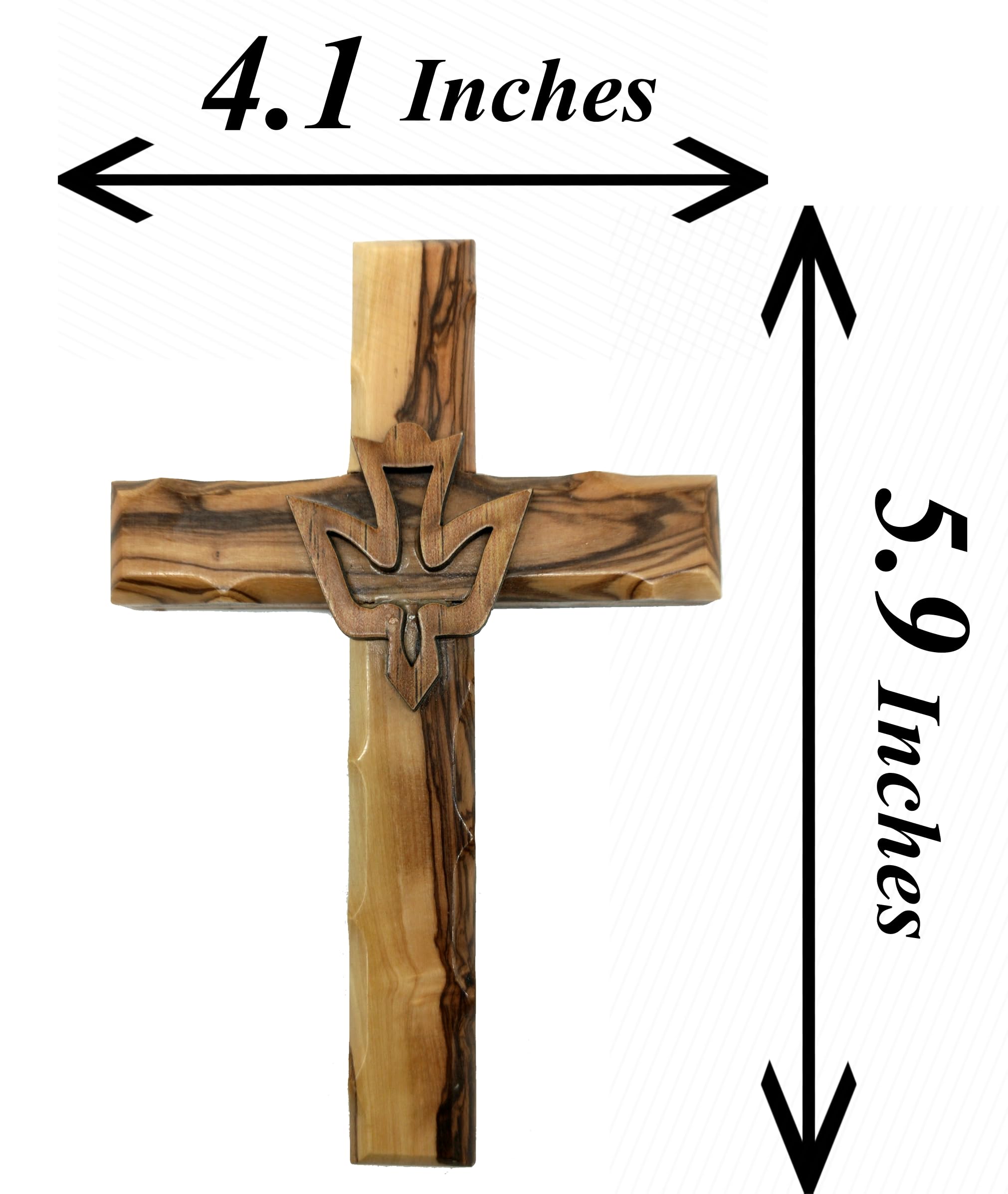 Zuluf 6.3 Olive Wood Dove Cross Wall Hanging Christian Holy Spirit Baptism Holy Land Gift Bedroom Decor CRS020