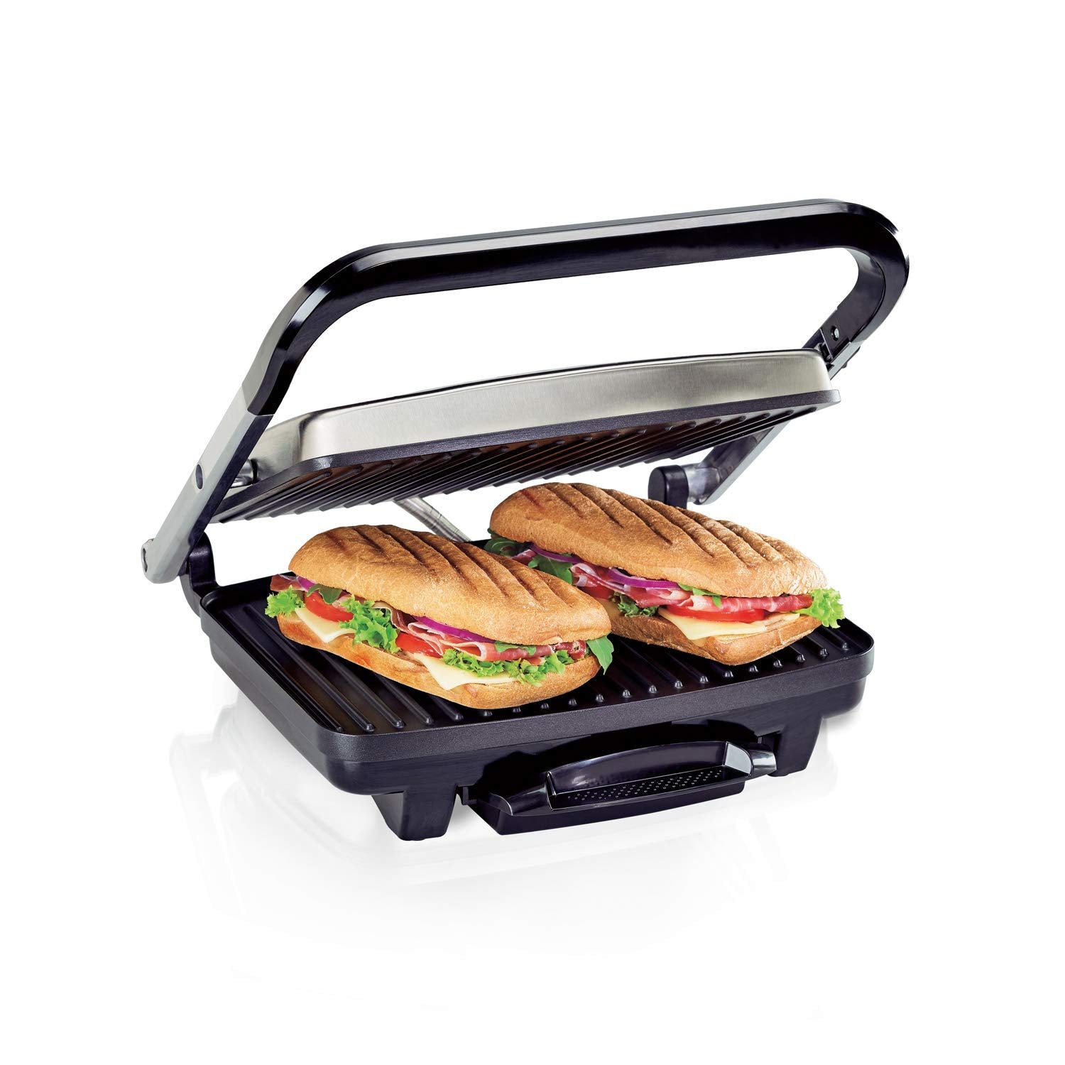 Hamilton Beach Panini Press, Sandwich Maker & Electric Indoor Grill, Upright Storage, Nonstick Easy Clean Grids, Stainless Steel
