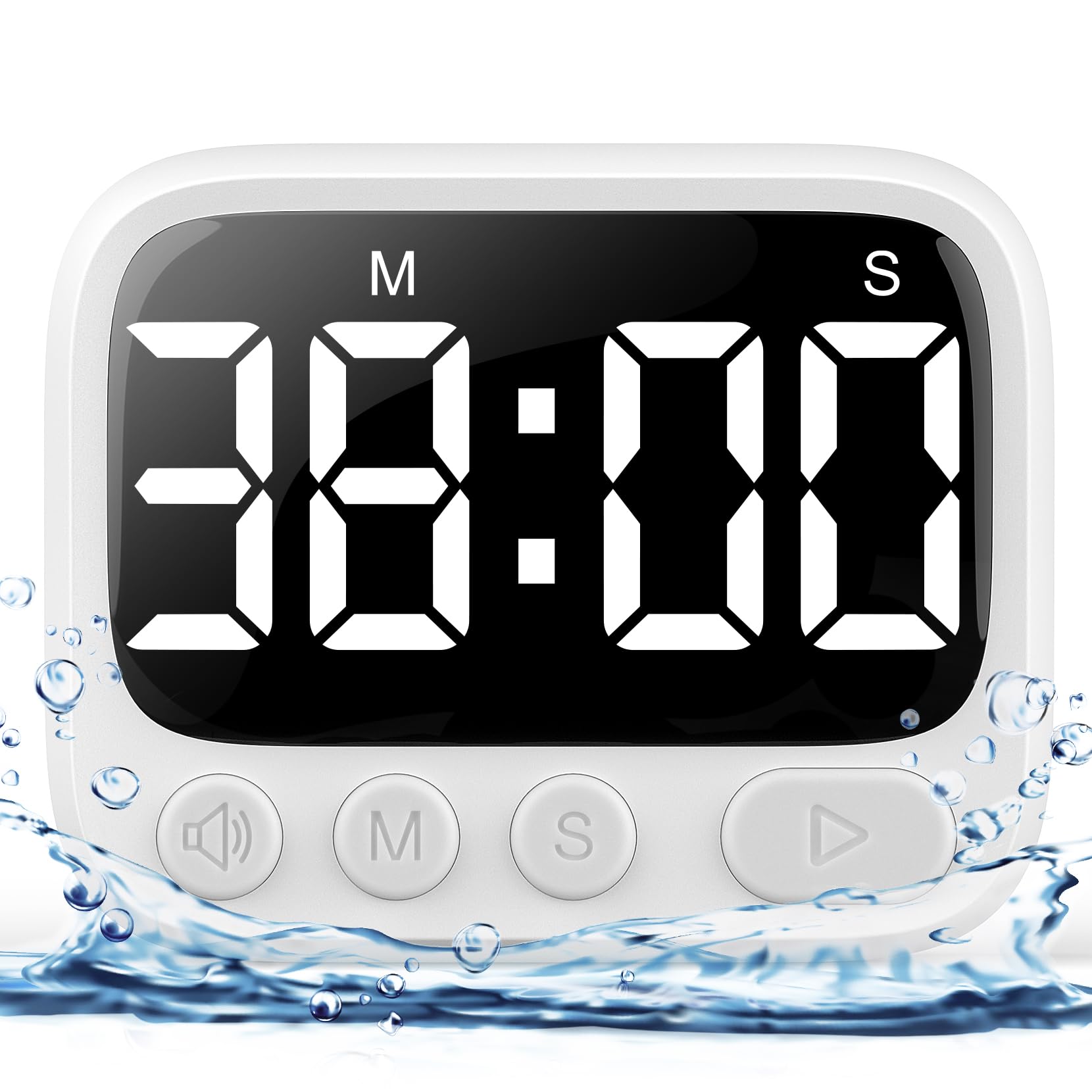 HAUKINIX Shower Timer Waterproof Bathroom Timer Toilet Timer Digital Kitchen Timer for Wall Mount, Study Timer w/Foldable Stand,
