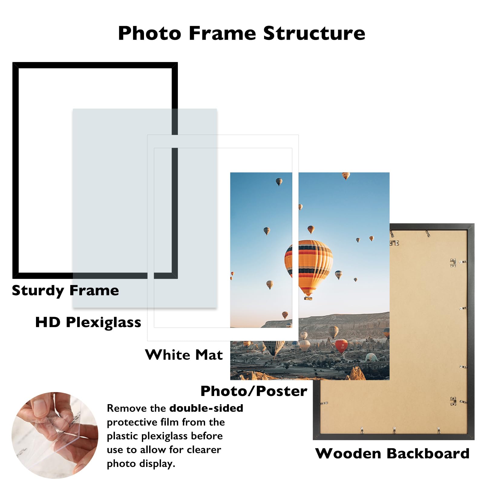 JCJMY 19.25x26.75 Puzzles Frame Black, Display 18x24 with Mat or 19.25 x 26.75 without, Wall Hanging 19.25 by 26.75 Picture Fram