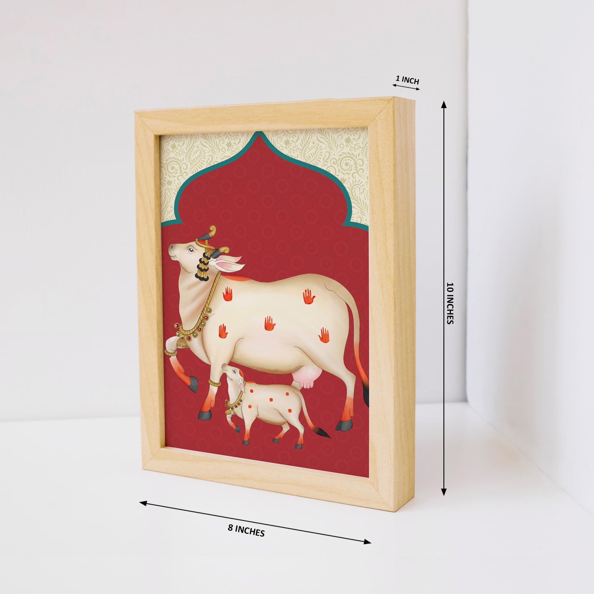 The Fine Framer Pichwai Cow Painting, Elegant Wall Art, Perfect Wall Painting For Living Room & Home Decor, Table Top Photo Fram