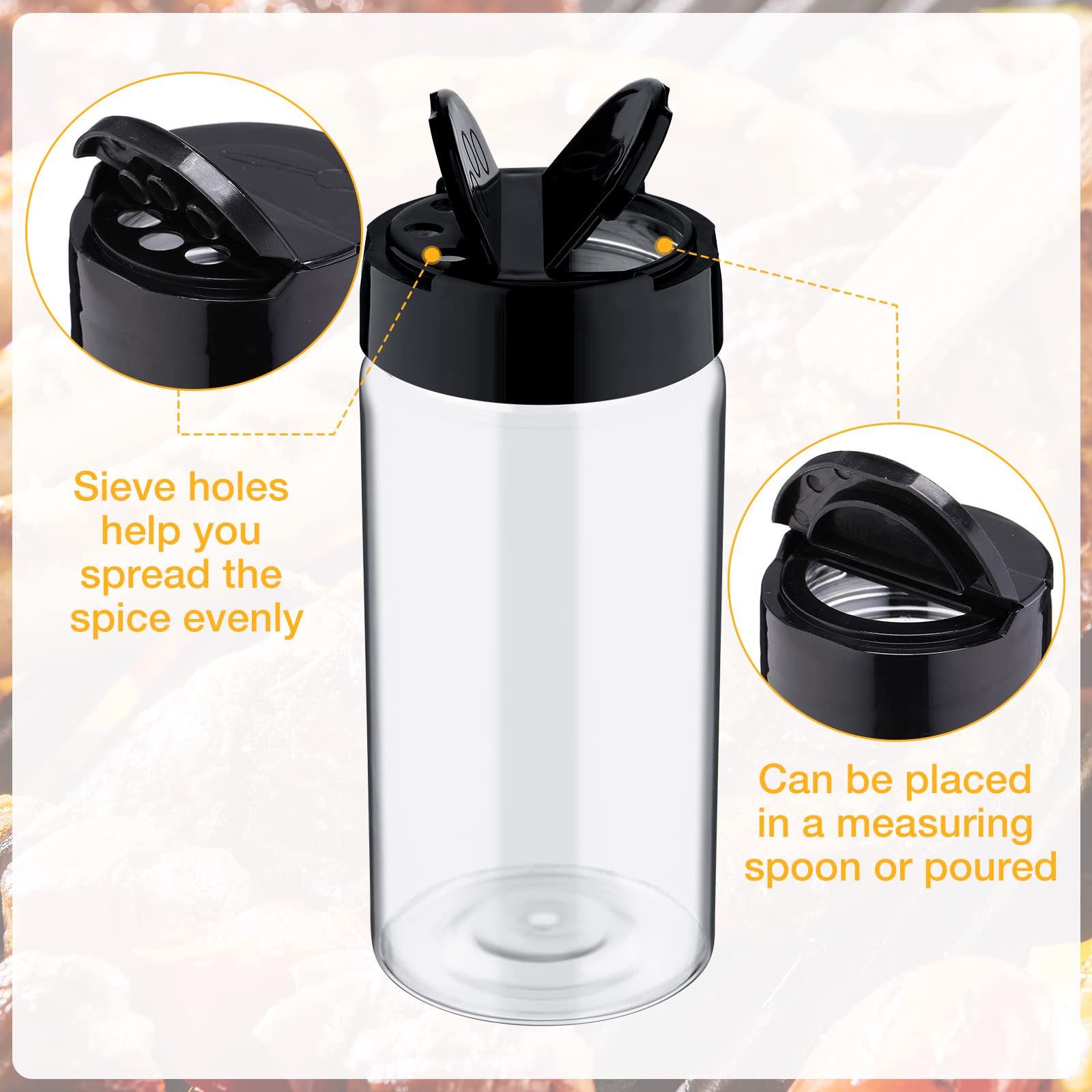40 Pack Plastic Spice Jar With Shaker Plastic Seasoning Containers 3.5 Oz Plastic Spice Container With Black Plastic Lids Plasti