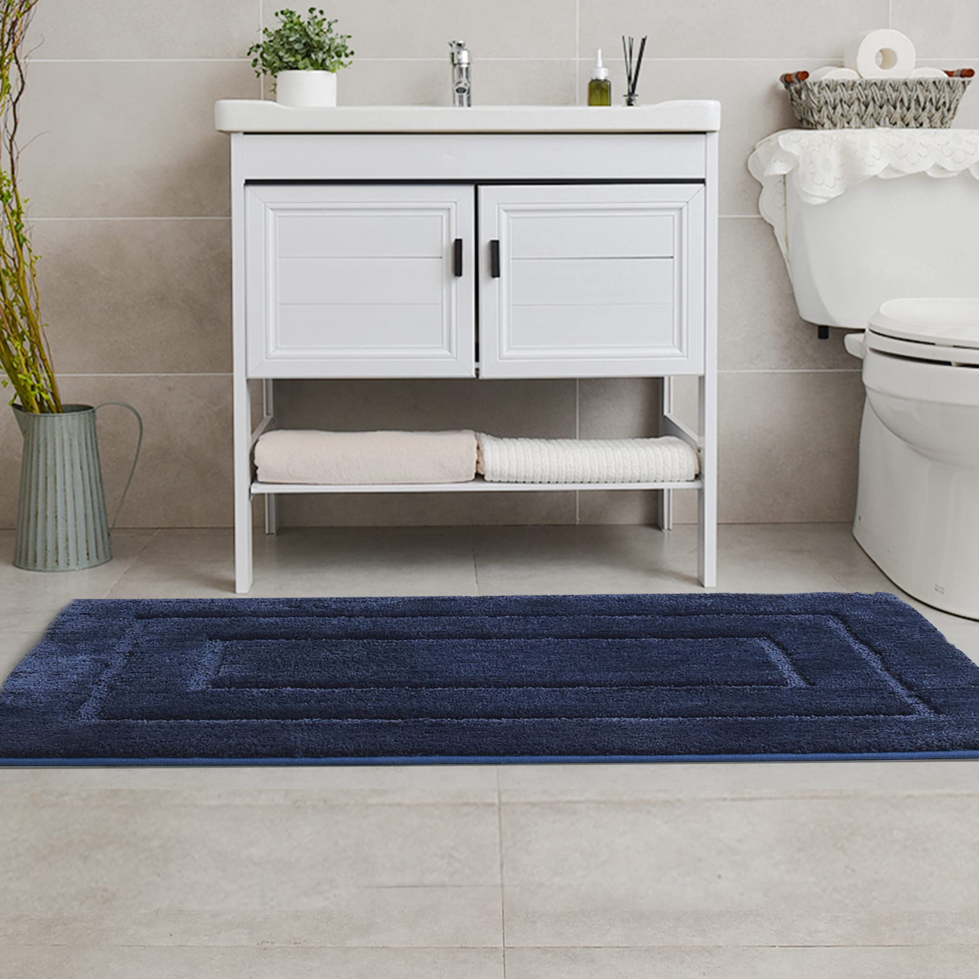 Granny Says Navy Bathroom Rugs, Bath Mats For Bathroom Non-Slip, Super Soft And Water Absorbent, Extra Large Bath Rugs Washable,