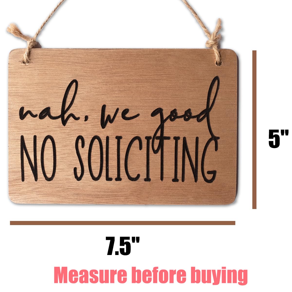 INSOVITA Nah, We Good, No Soliciting Sign for House Funny, Mini Wood Sign, Cute Fall Wreath Sign, Hanging Doorbell Sign, Small N