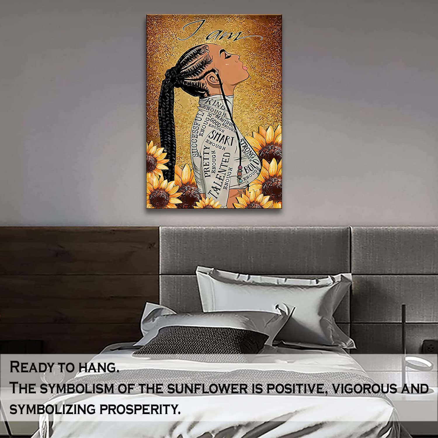 Framed Black Women Girl Wall Art Teen Black Girl Pictures Black Girl Inspirational Poster African American Wall Art for Black Girls Bedroom Wall Decor Ready to Hang16*24''