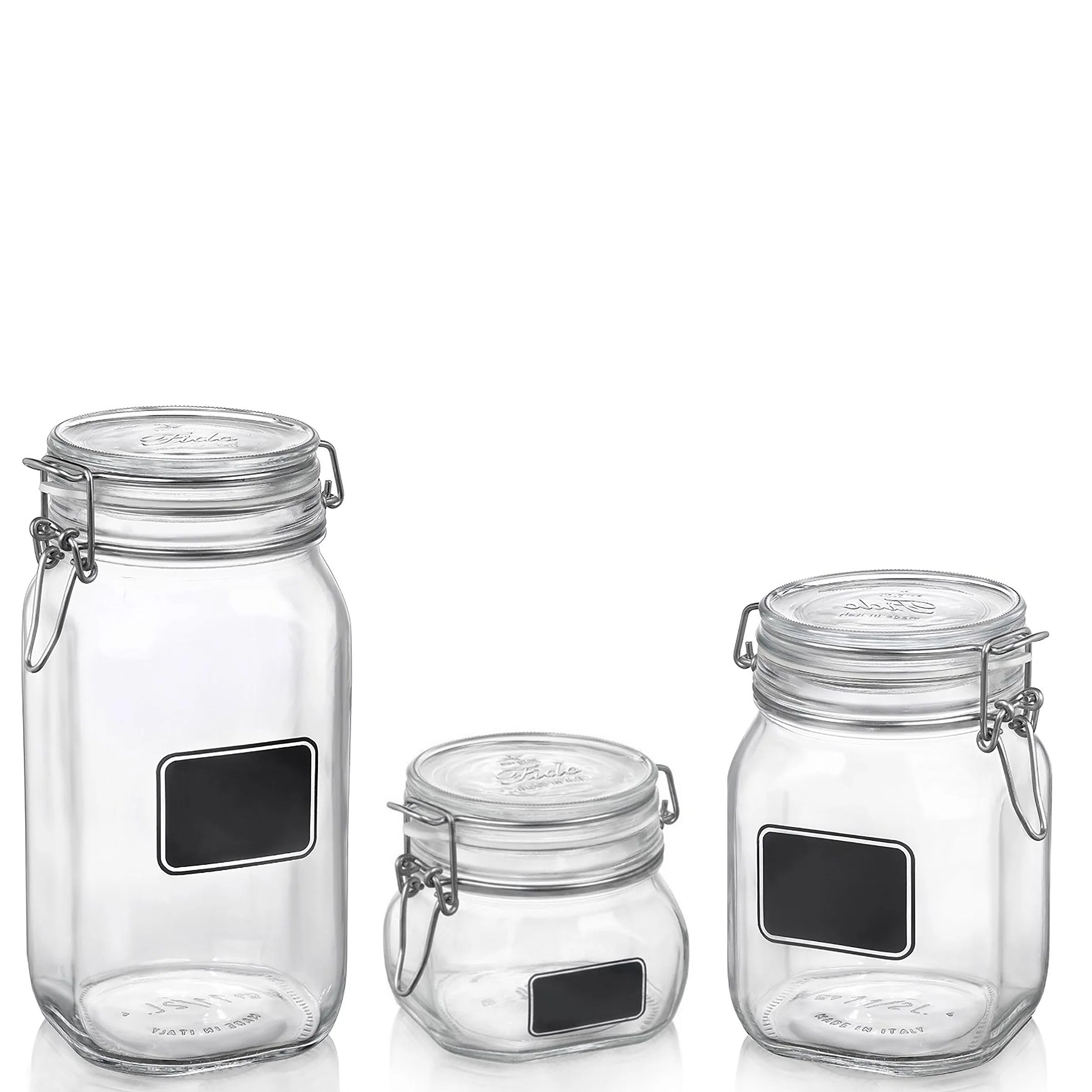 Bormiolio Rocco Clear Jar with Chalkboard  17.5 Oz