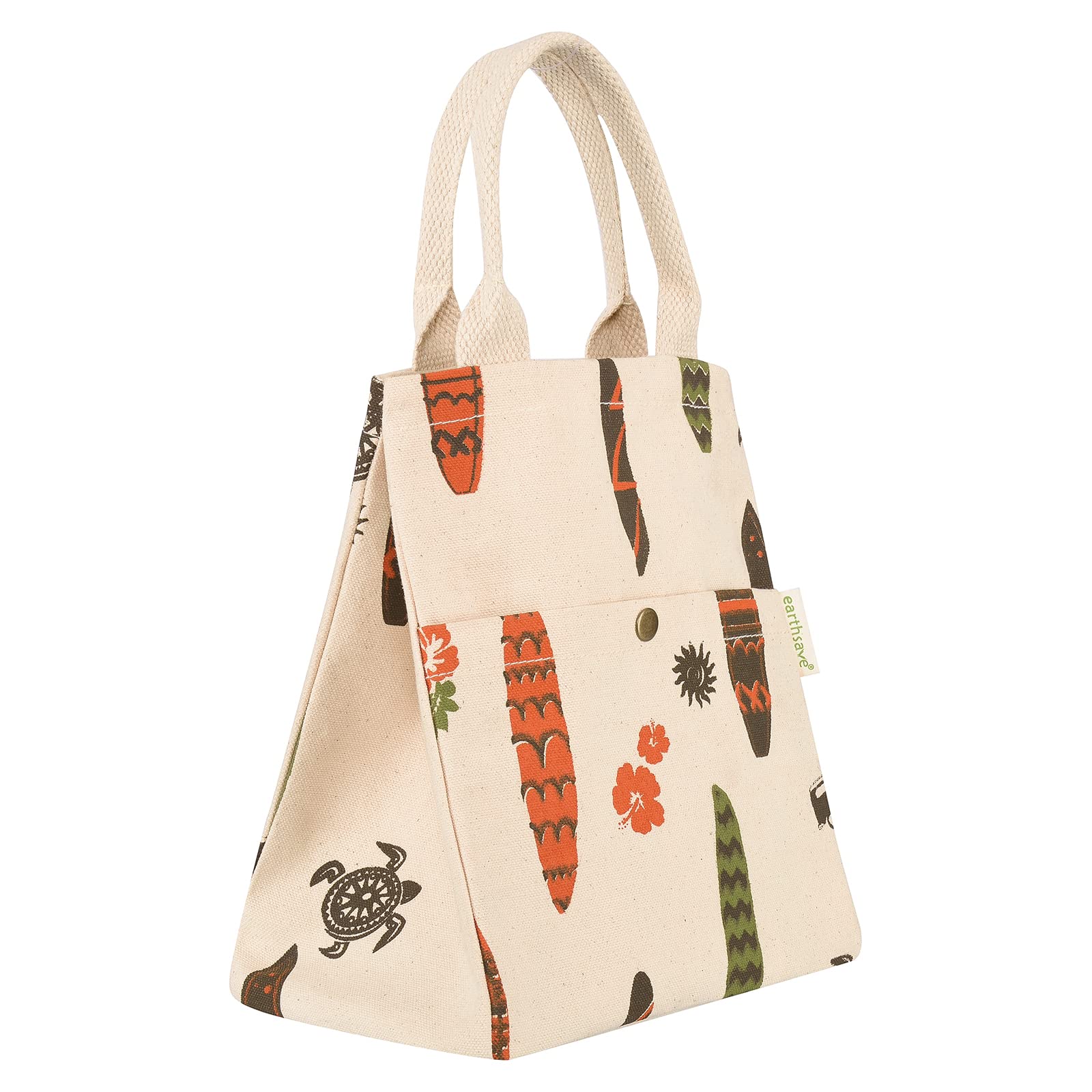 Earthsave Insulated Lunch Bag For Office Women & Men (Orange & White) | Eco-Friendly Canvas Tiffin Bags For School, Cotton Draws