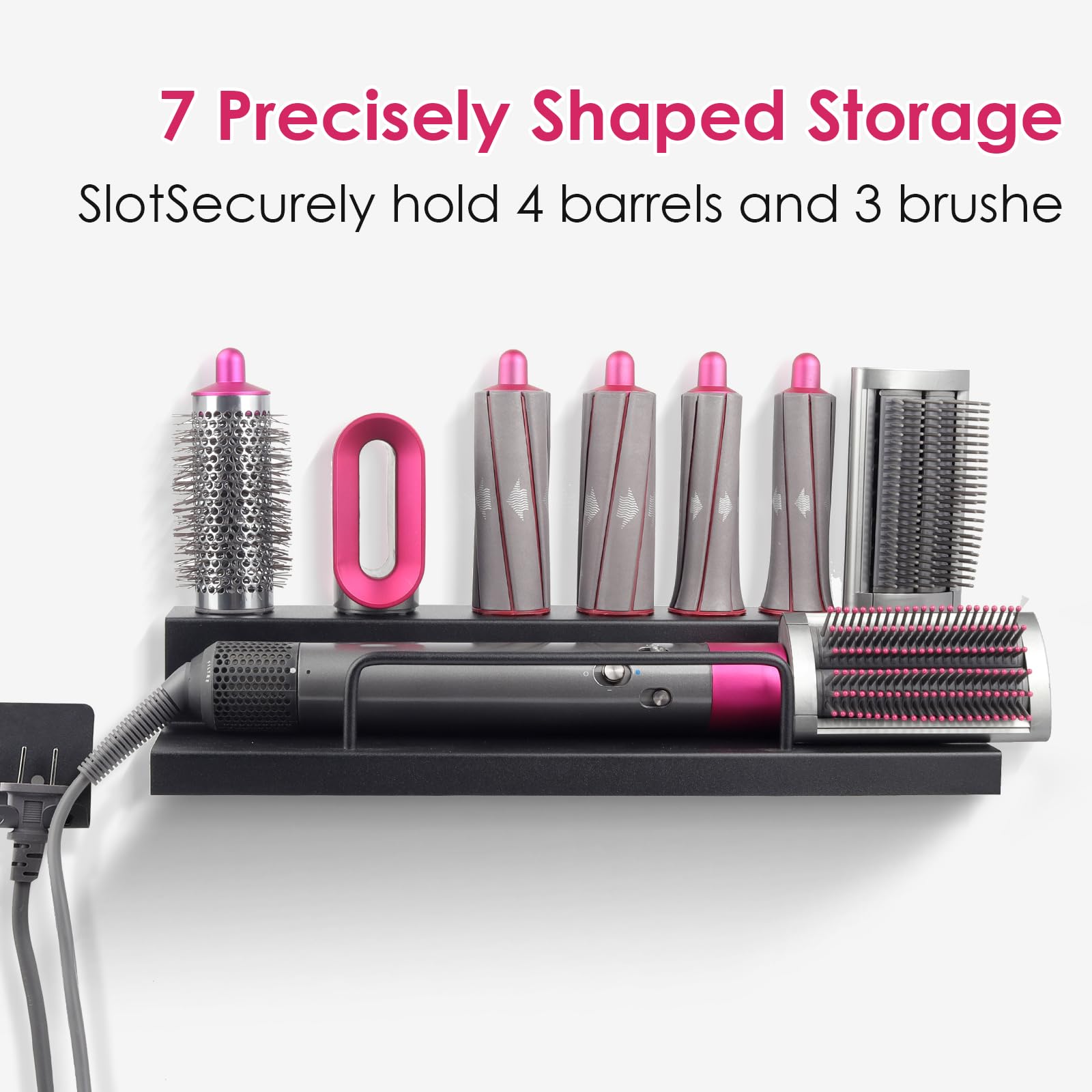 DALUOBO Storage Holder for Dyson Airwrap Curling Iron Accessories Wall Mounted Rack Bracket Stand with Adhesive for Home Bathroom Organizer Black