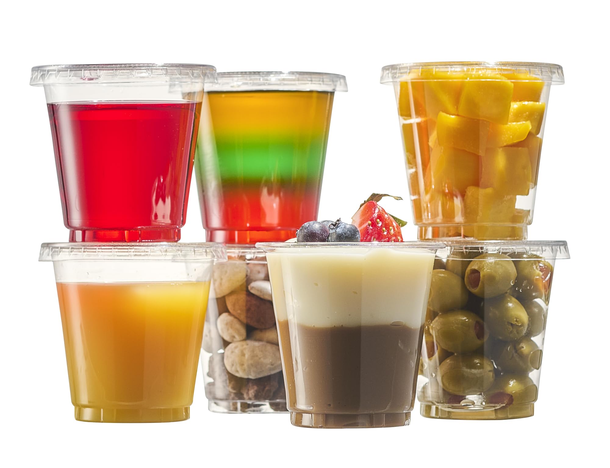 Patchke [ 3 Oz - 100 Cups + 100 Lids ] Premium Quality, Jello Shot Cups With Lids - Leak-Resistant, Easy Snap-On Lids - Clear &