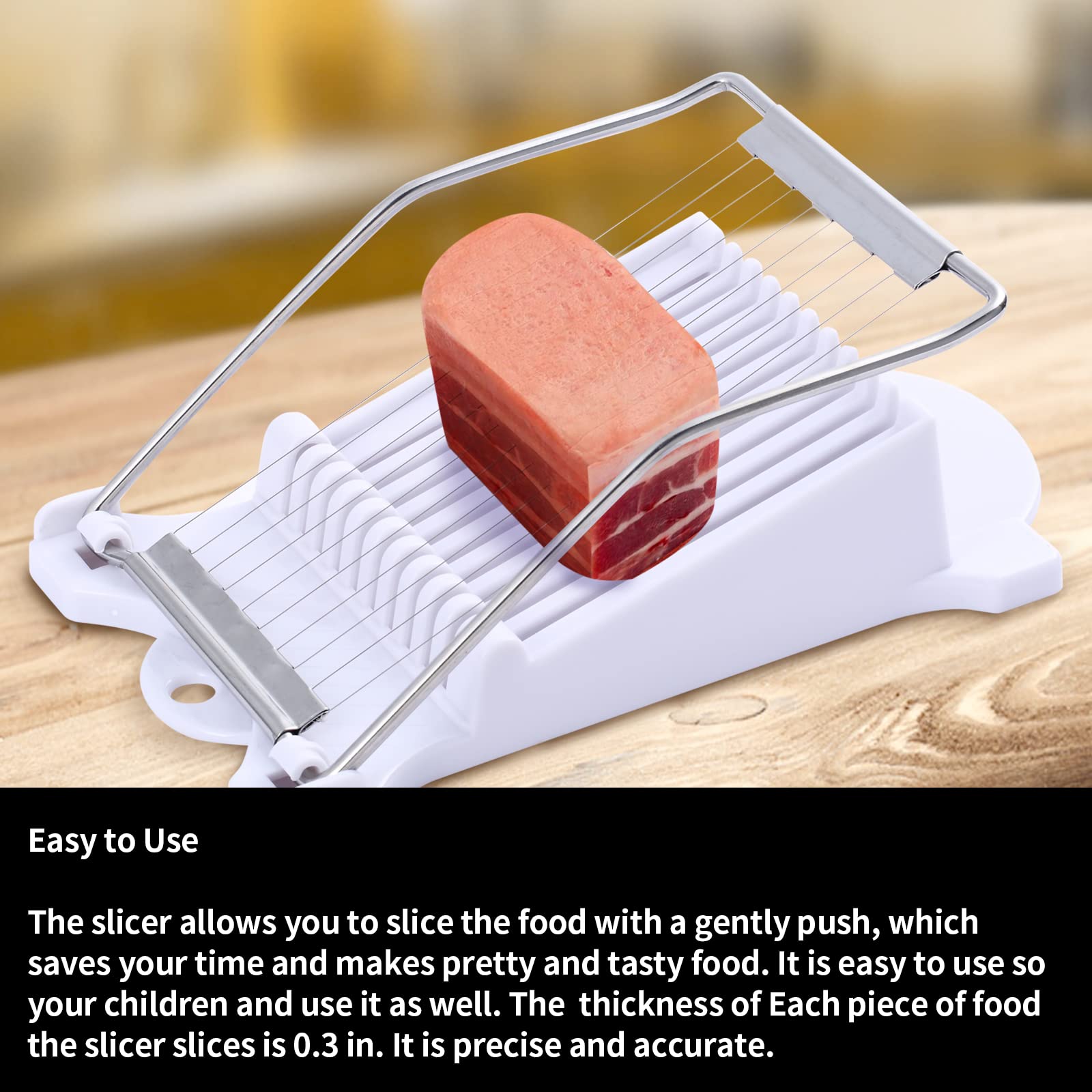 2 Pack Luncheon Meat Slicer, Egg Slicers,Stainless Steel Wire, Cuts 10 Slices For Eggs, Hams, Avocados, Bananas, Onions, Soft Fo