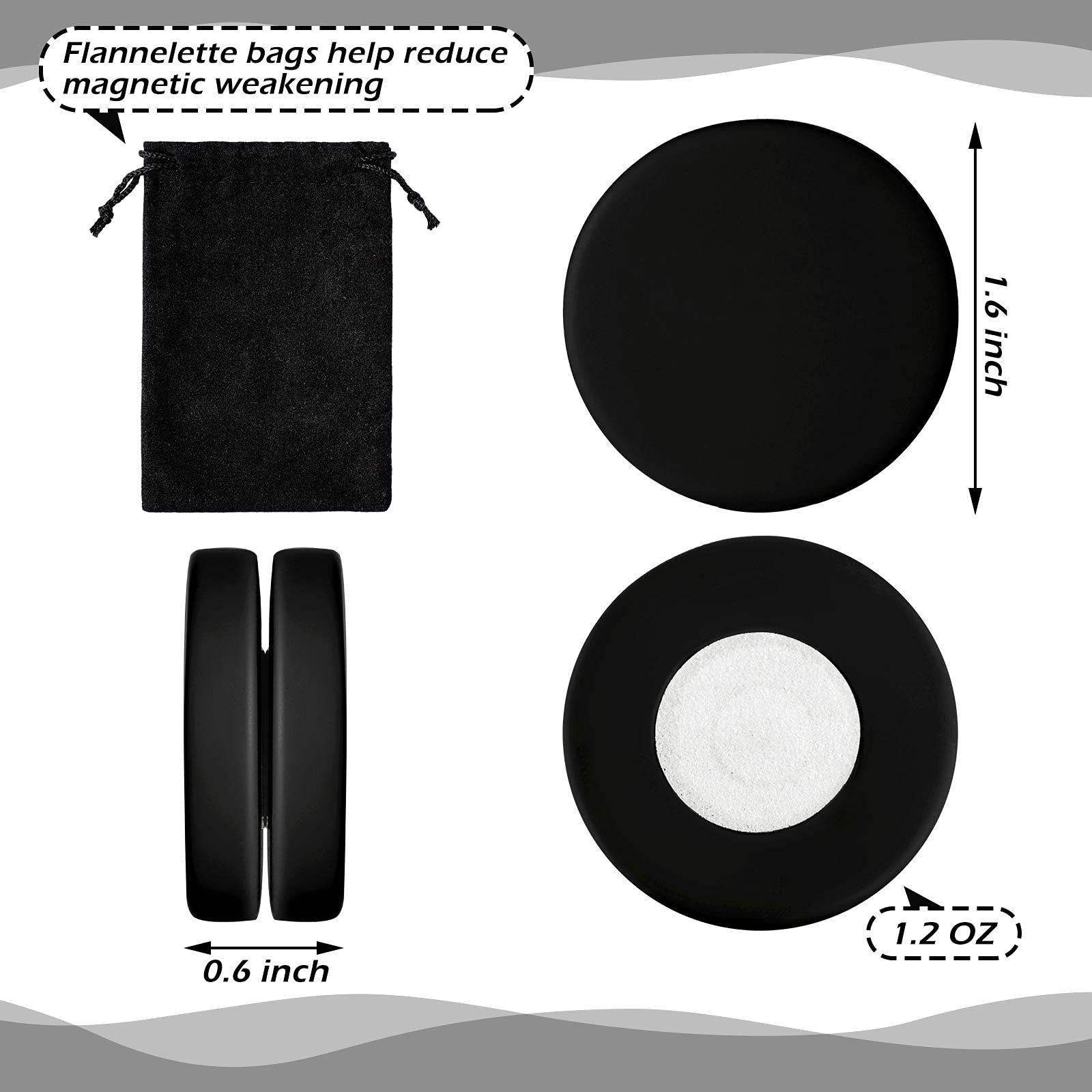 Jetec Shower Curtain Weights 0.6 Pounds Round Magnetic Drapery Weights Tablecloth Magnets Bottom No Sew Curtain Weights Waterpro