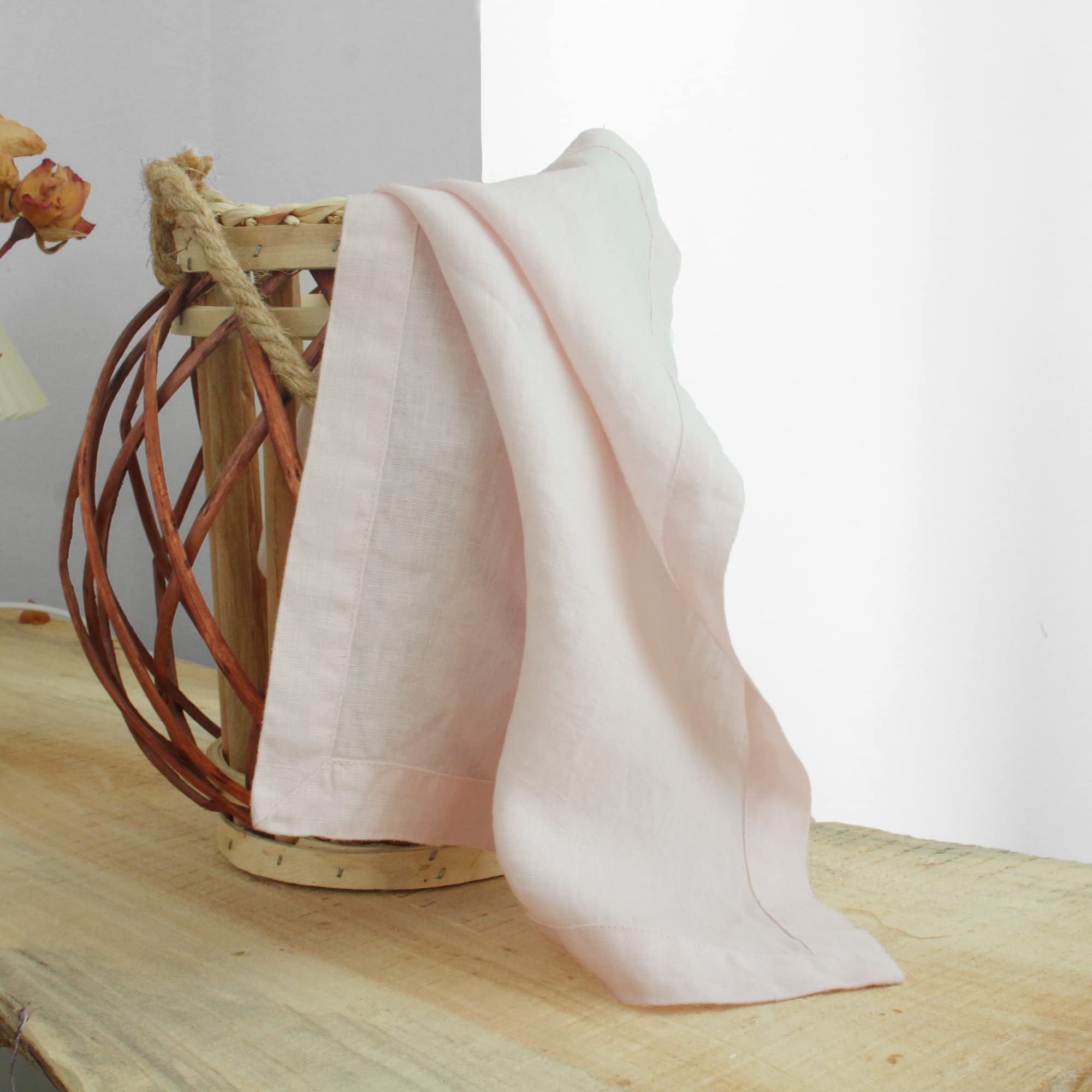 L Linen World 100% Linen Dinner Napkins 20x20Inch Set of 4 Valentines Napkins Soft and Durable Natural French Flax Cloth Napkins(Blush Pink)