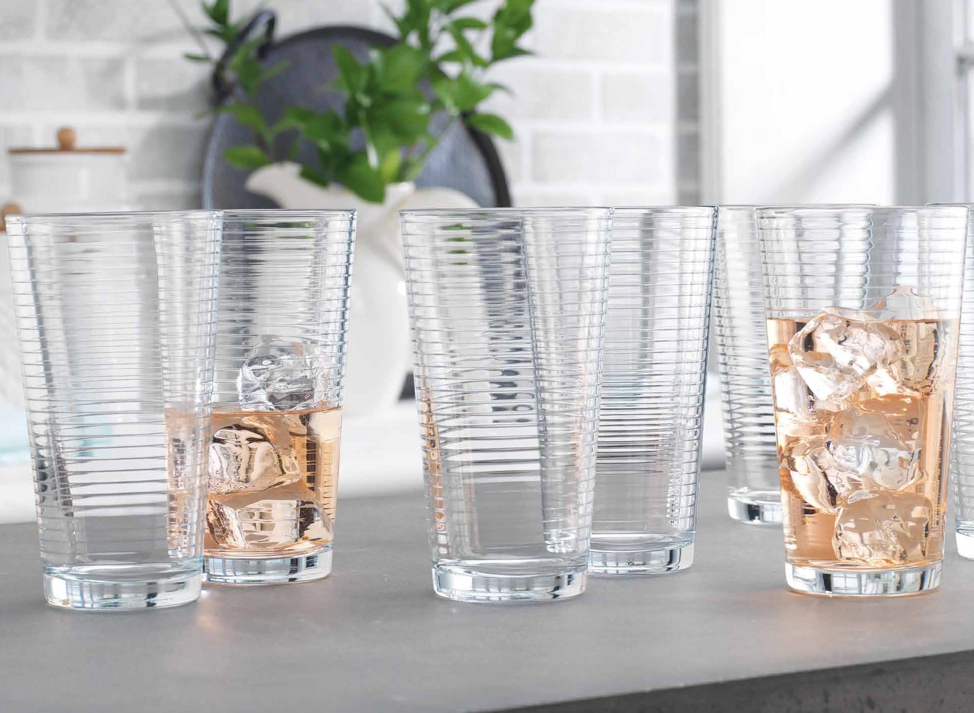 Glaver'S Drinking Glasses Set Of 10 Highball Glass Cups, Premium Quality 17 Oz. Coolers, Ribbed Glassware. Ideal For Water, Juic