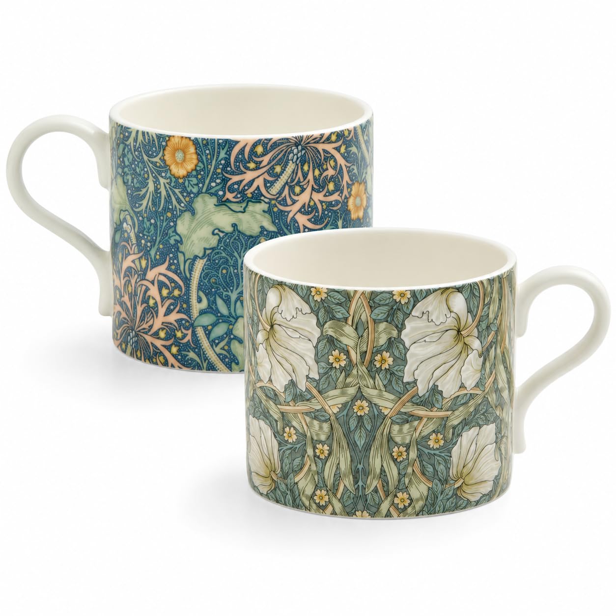 Spode Morris & Co 12 oz Mugs, Set of 2, Seaweed & Pimpernel