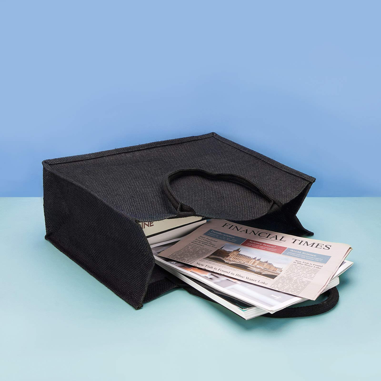 Segarty Tote Bags  6 Pack Large Black Burlap Jute Reusable Canvas Gift Favors Bag with Handles Blank Totes Bulk for Bridesmaid Wedding  Women Market Grocery Shopping  Bachelorette Party  Beach Trip