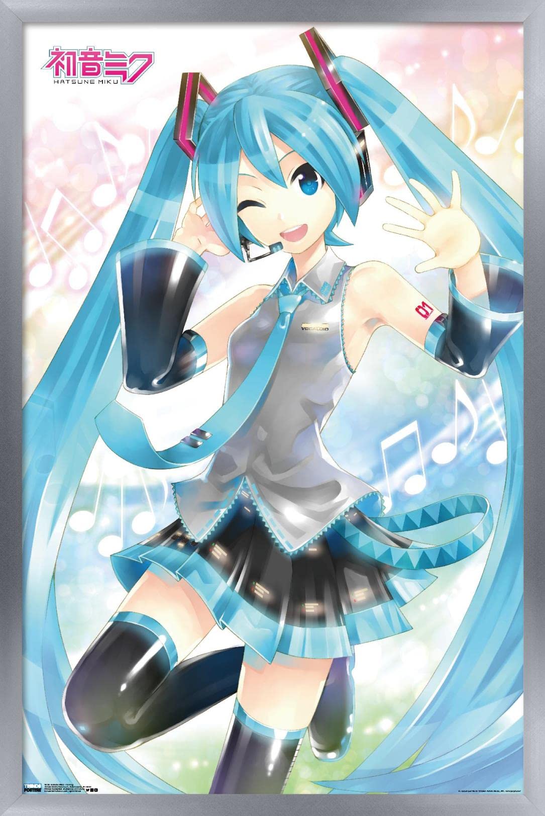 Trends International Hatsune Miku - Waving Wall Poster, 14.725'' X 22.375'', Silver Framed Version