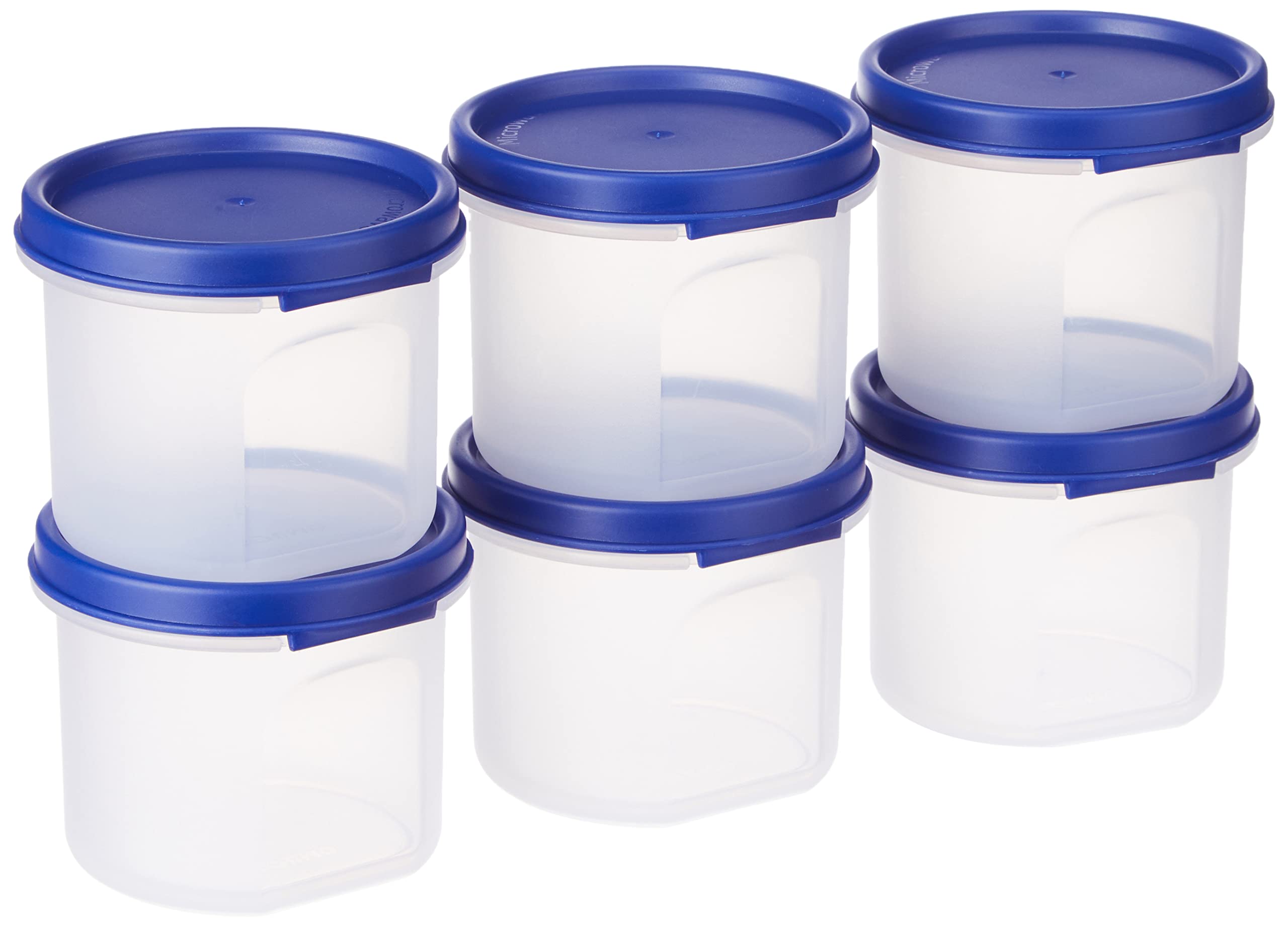 Amazon Brand  Solimo Slim Storage Container, Set Of 6 (285 Ml Each), Plastic, Blue