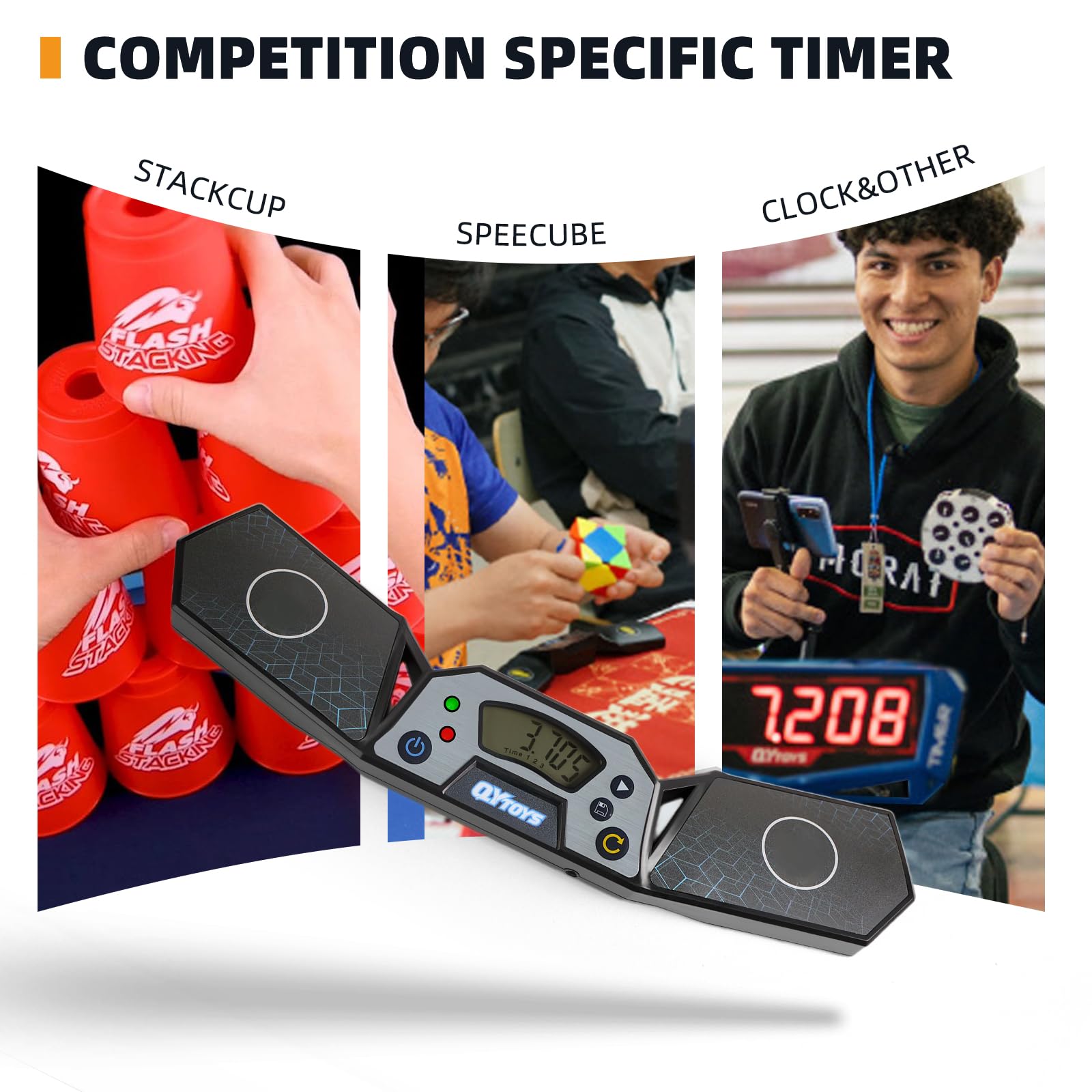 LogicTwist Professional Speed Cube Timer,Touch Control Timer with Display,Cube Race Stack Competition a Great Gift for Boys and