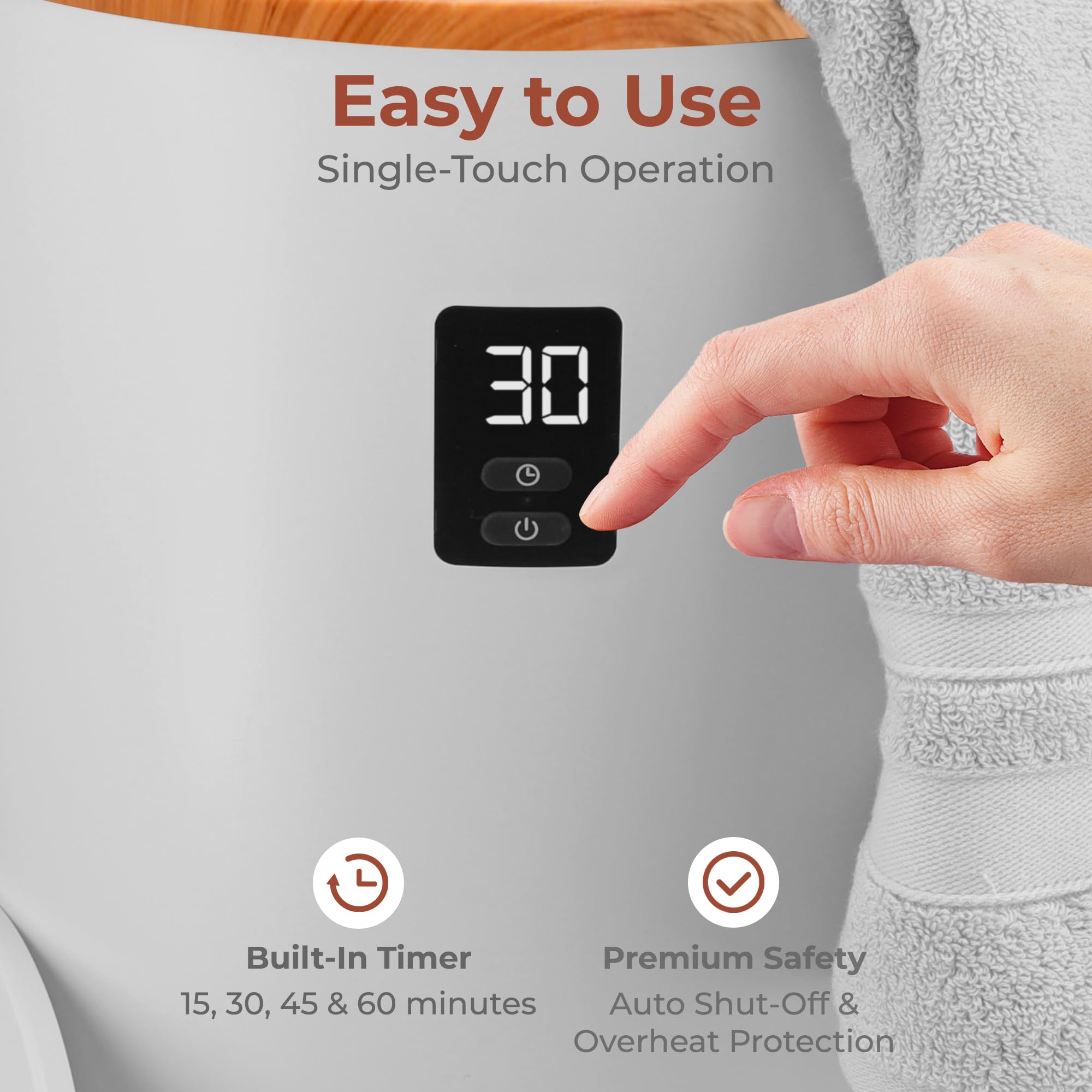 Serenelife Single Touch Towel & Blanket Warmer With Fragrant Disc Holder And Led Ring, Automatically Shut Off Feature, Built-In