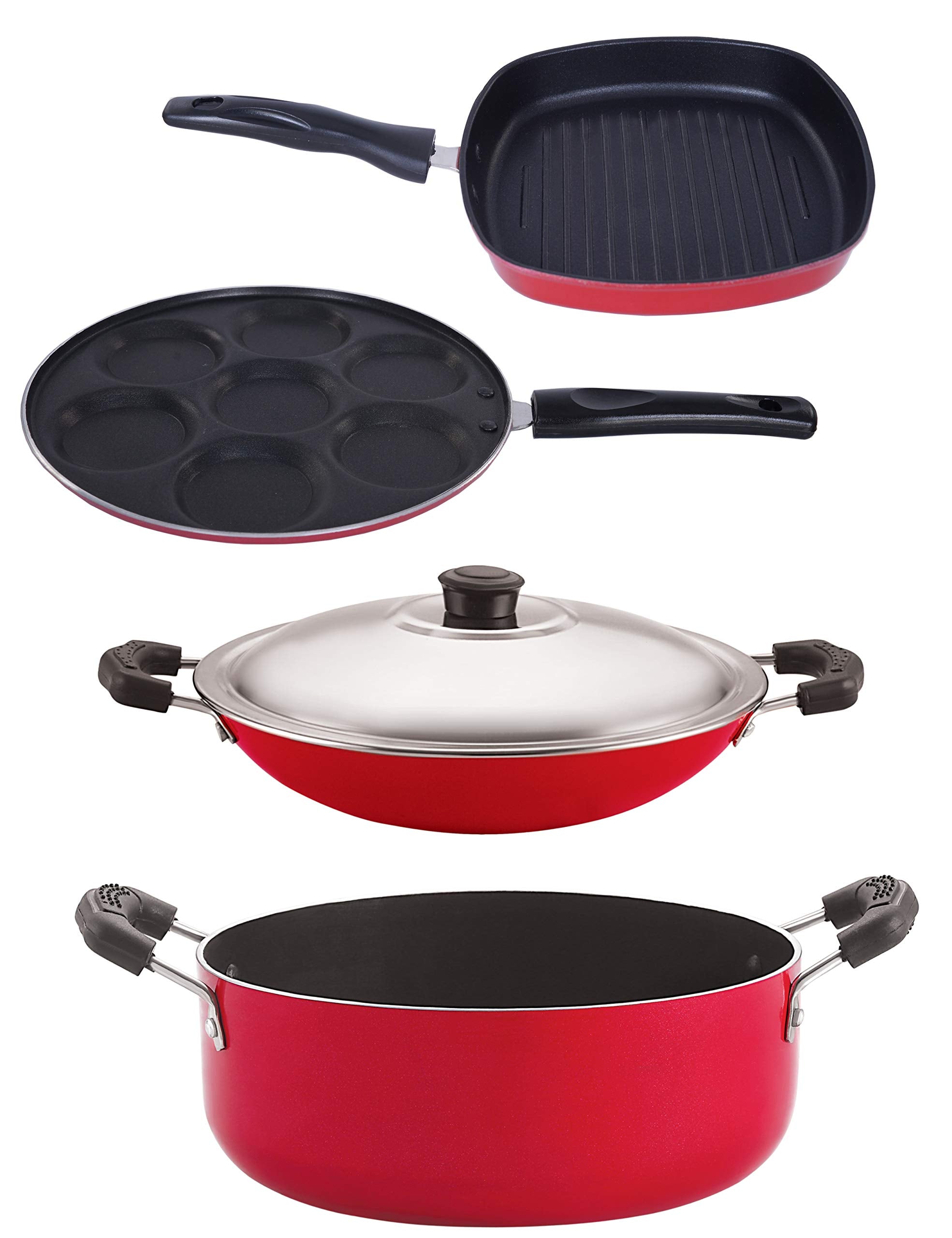 Nirlon NonStick Cookware Kitchen Cooking Essential Combo Set (Ac_Up7_Gp24.5_Cs24)