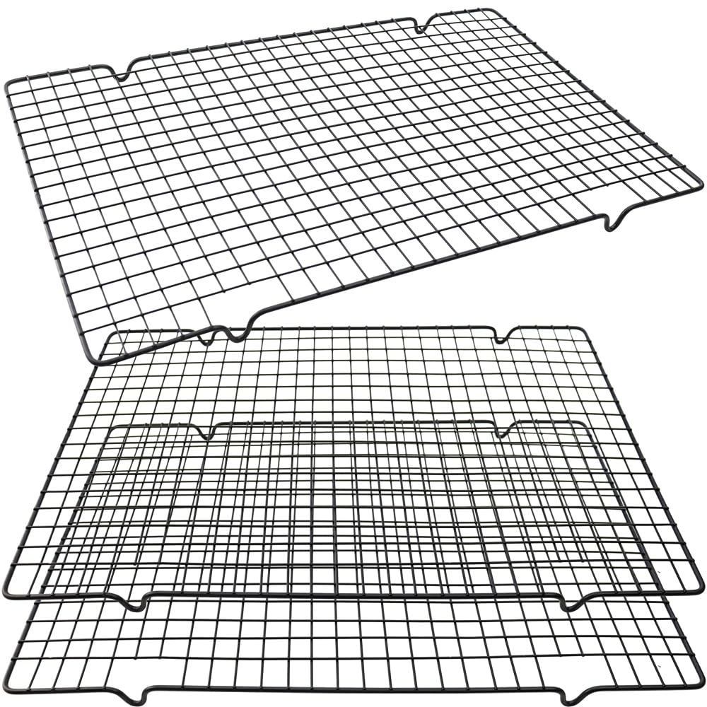 Hengke 3 Pieces Cooling Rack For Baking, Cake Cooling Rack Square, 16X10 Inches Baking Rack Oven Safe Grid Wire Racks, Non-Stick