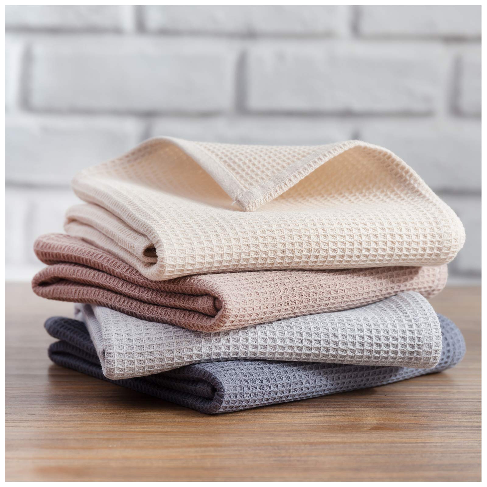 Py Home & Sports Dish Towels Set, 100% Cotton Waffle Weave Kitchen Towels 4 Pieces, Super Absorbent Kitchen Hand Dish Cloths For