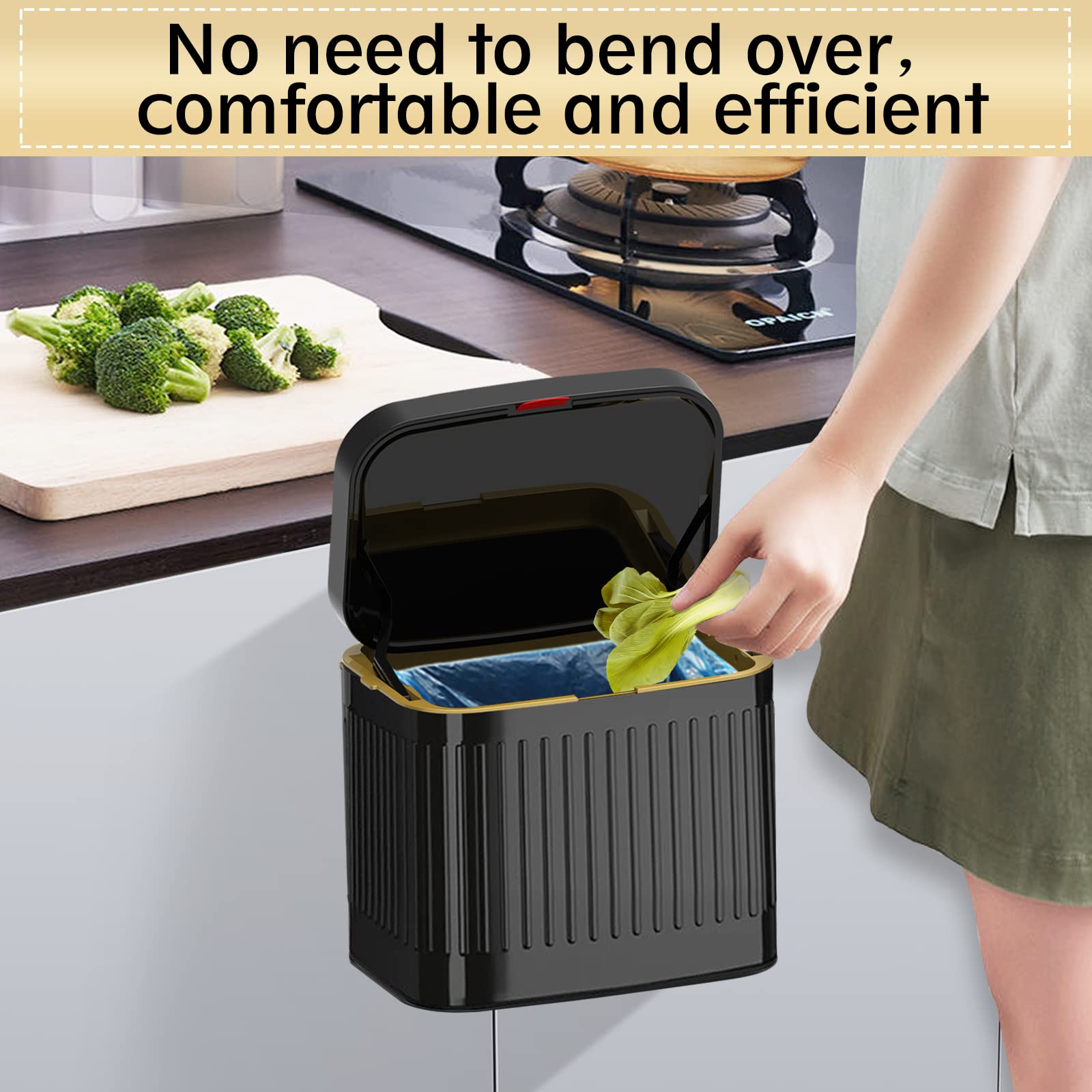 Glodeals Kitchen Trash Can For Counter Top Or Under Sink, 1.05 Gallon Stainless Steel Small Compost Bin, Wall Mount Trash Can Wi