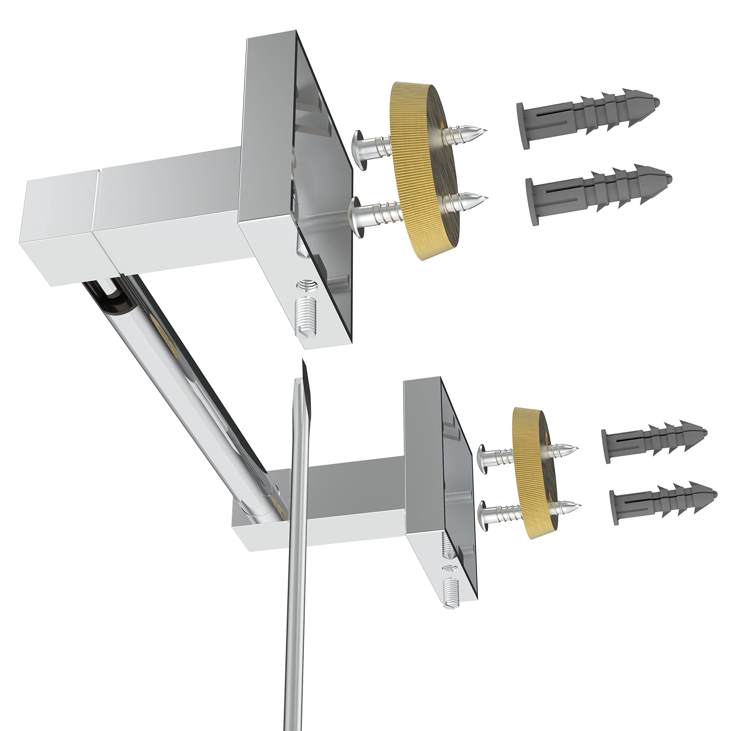 Ruacq Toilet Paper Holder Chrome Double Post Pivoting Square Tissue Holders Roll Holder Hangers Toilet Paper Stand Stainless Ste