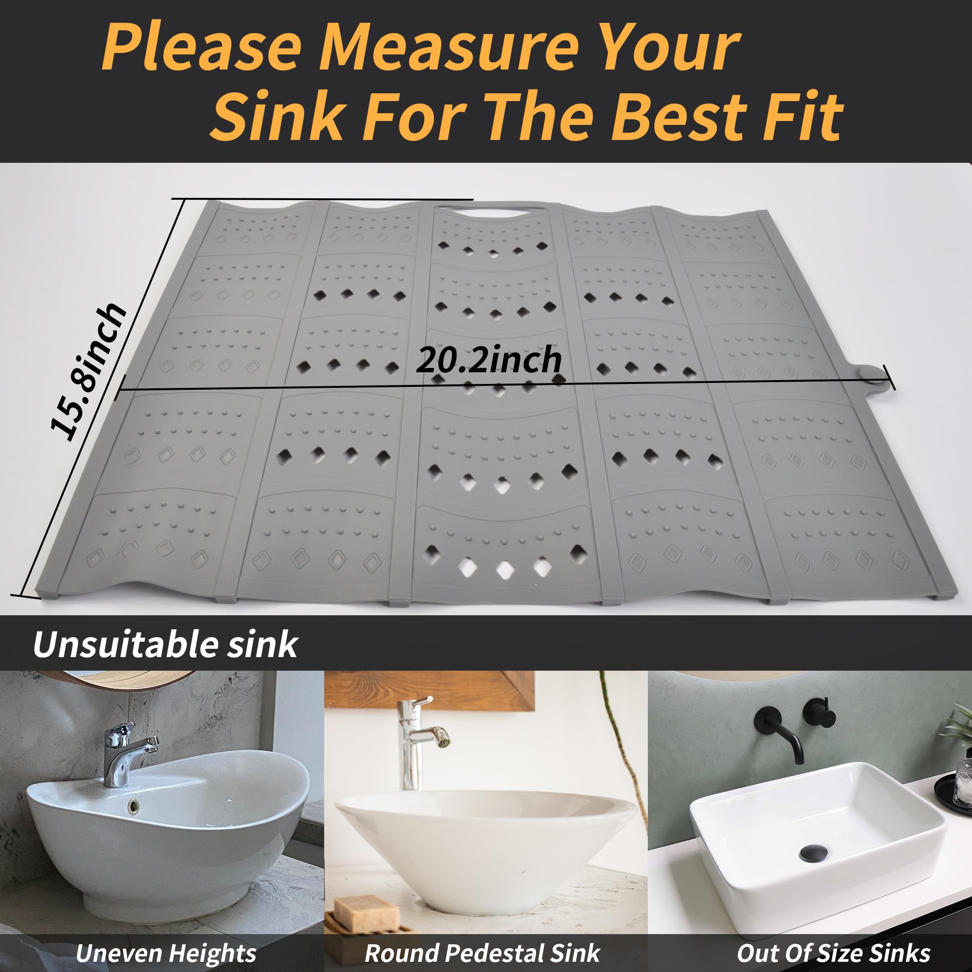 Mofason Bathroom Sink Top Cover Space Saver,Silicone Makeup Organizer Mat For Over Countertop,Small Bathroom Must Haves Accessor
