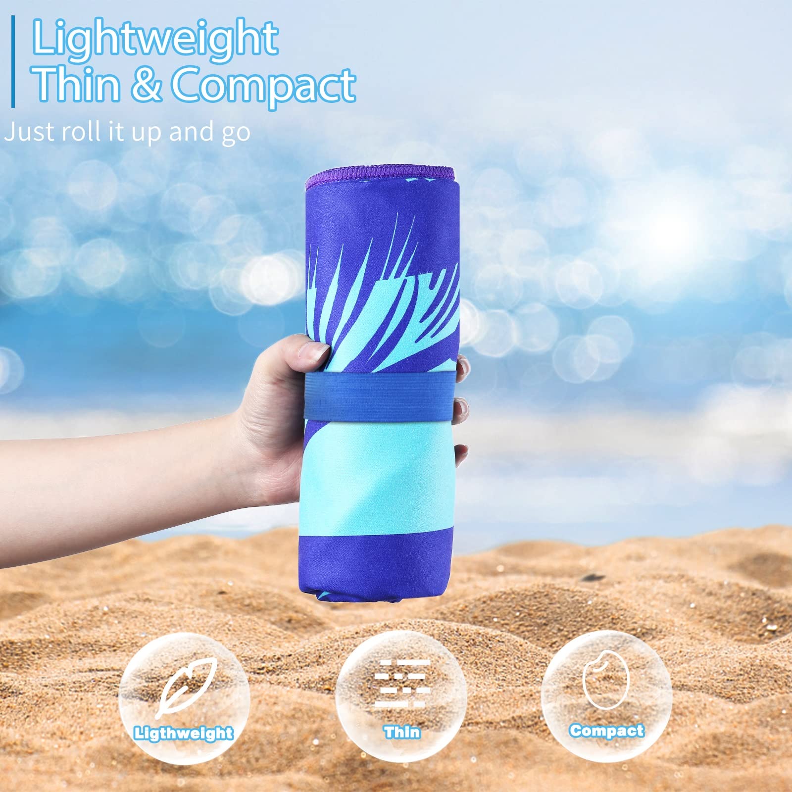 Qinqinamu 6 Pack Microfiber Oversized Lightweight Beach Towel 71''X32'' Extra Thin Large Sand Free Towels Travel Swim Pool Yoga