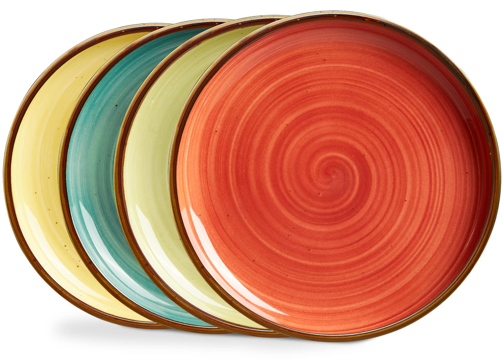 ONEMORE Porcelain Plates Set 10.5 inch Large Dinner Plates for Salad Dessert Ceramic Serving Plate Set of 4, Microwave and Dishw