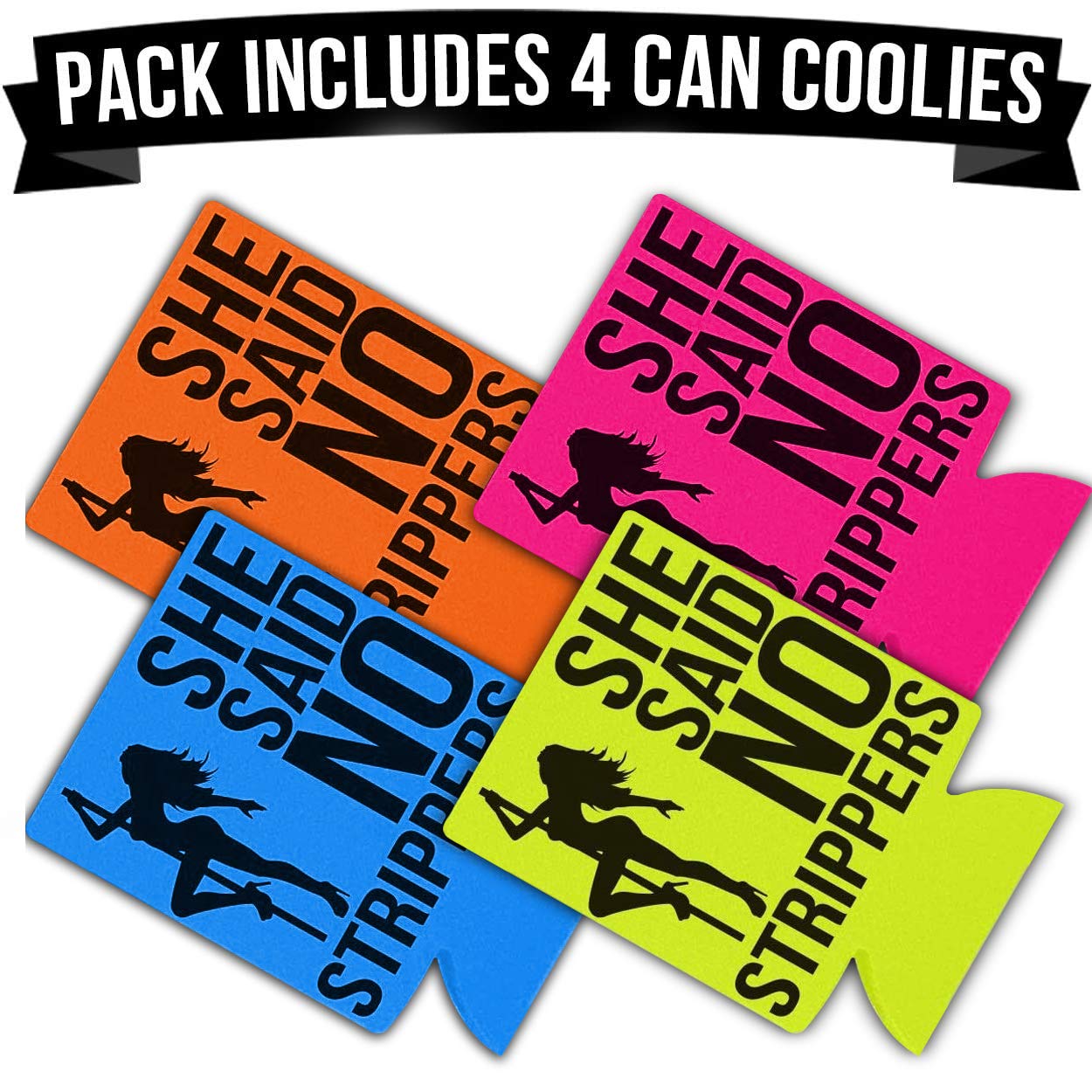Bachelor Party Can Coolie (4 Pack) -Bachelor Party Supplies, Ideas, Decorations, Jokes And Favors