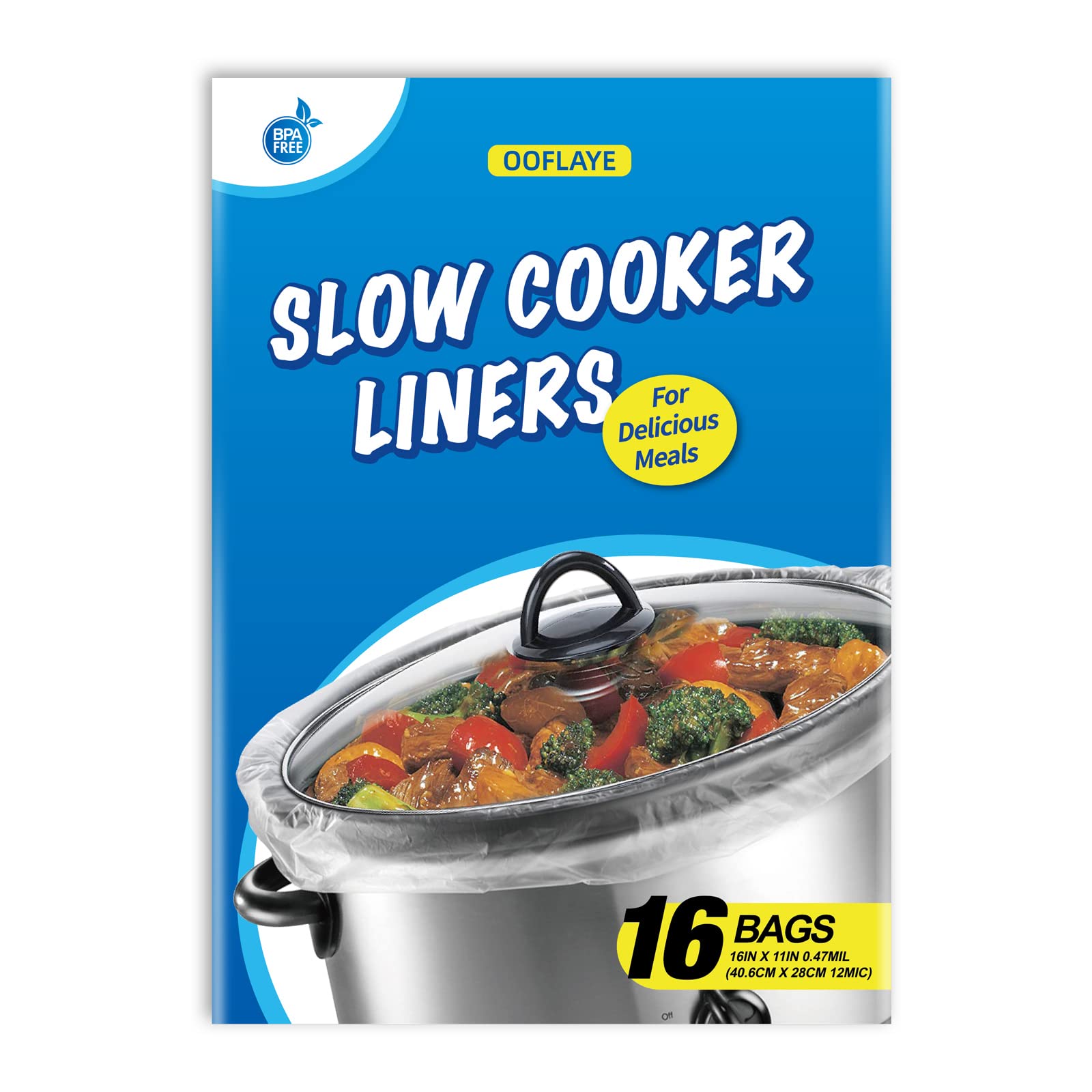 16 Counts Slow Cooker Liners Small Size(11 X 16 Inch) Kitchen Disposable Cooking Bags Fits 1 To 3 Quarts Safe For Oval Or Round
