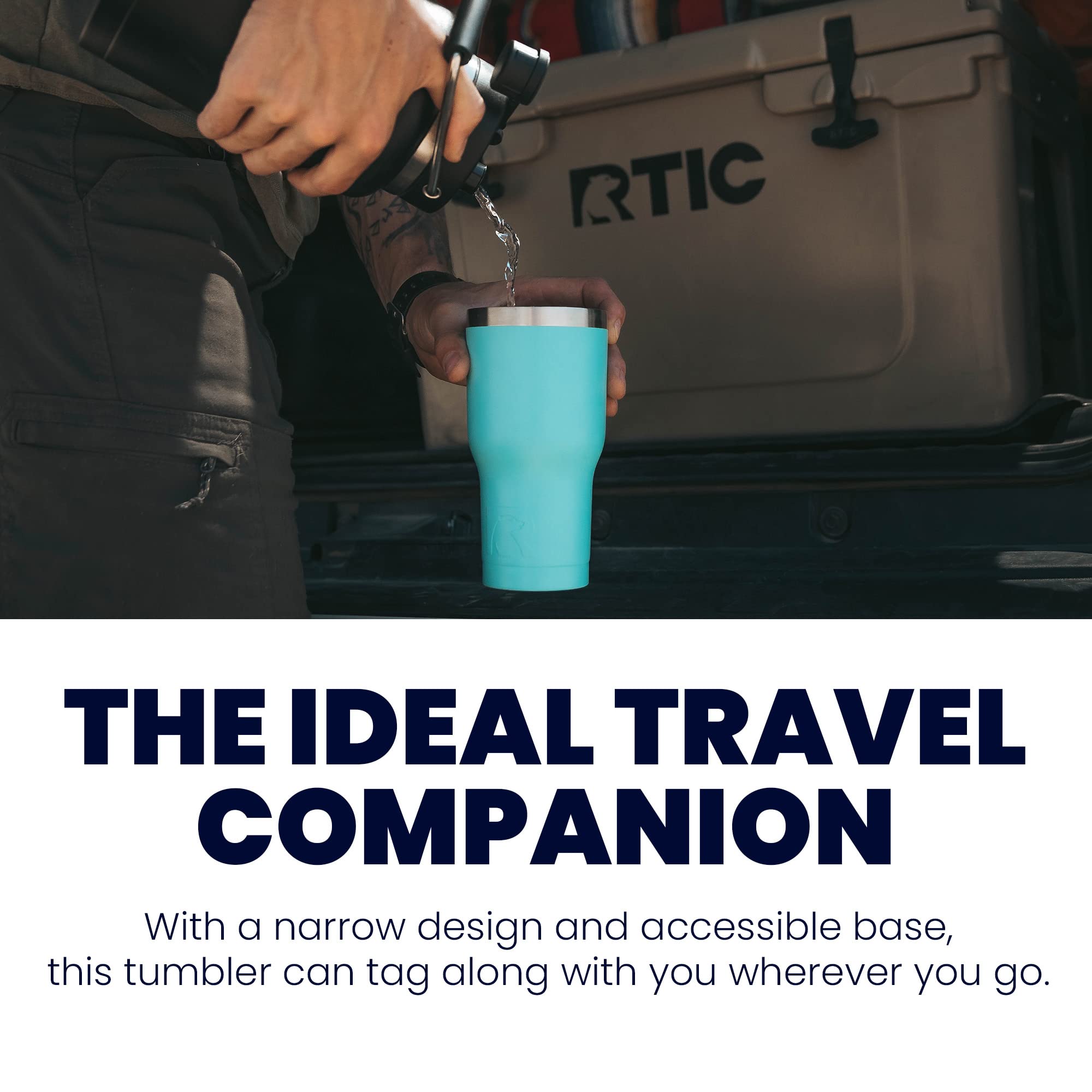 RTIC Insulated Travel Tumbler, Stainless Steel Mug, Hot Or Cold Drinks, with Splash Proof Lid, 20Oz, Teal