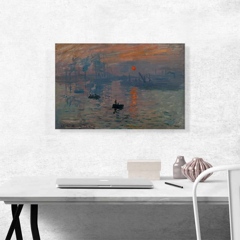 Artcanvas Impression Sunrise Canvas Art Print Stretched Framed Painting Picture Poster Giclee Wall Decor By Claude Monet - 26''