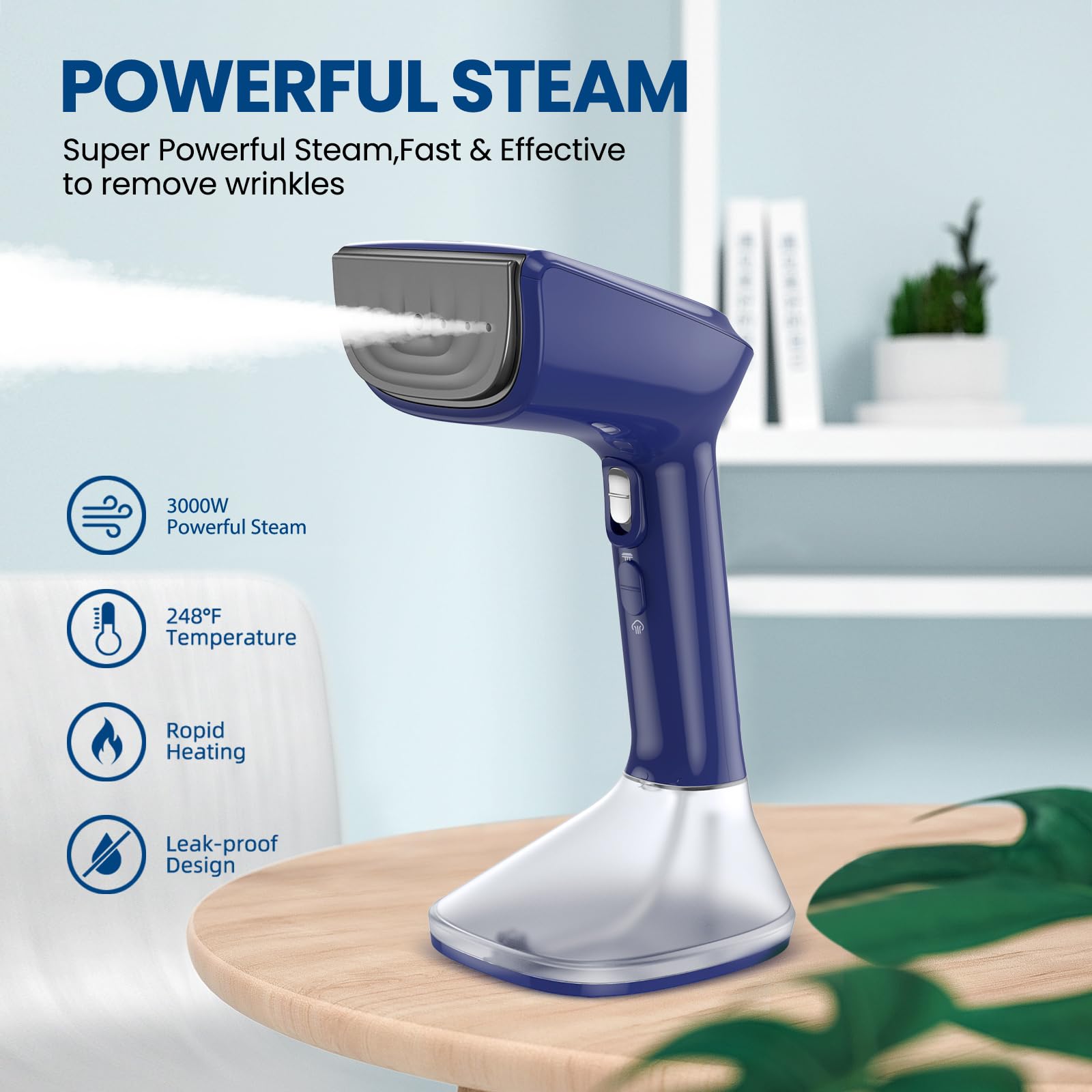 Chrinomee Steamer For Clothes, Handheld Steamer With Wet&Dry Ironing Modes, 20 Sec Fast Heat-Up, 3000W Detachable Water Tank Wit