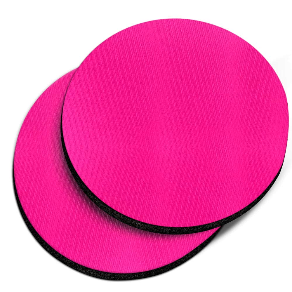 Caribou Coasters , Solid Hot Pink Design Absorbent Round Fabric Felt Neoprene Car Coasters For Drinks, 2Pcs Set