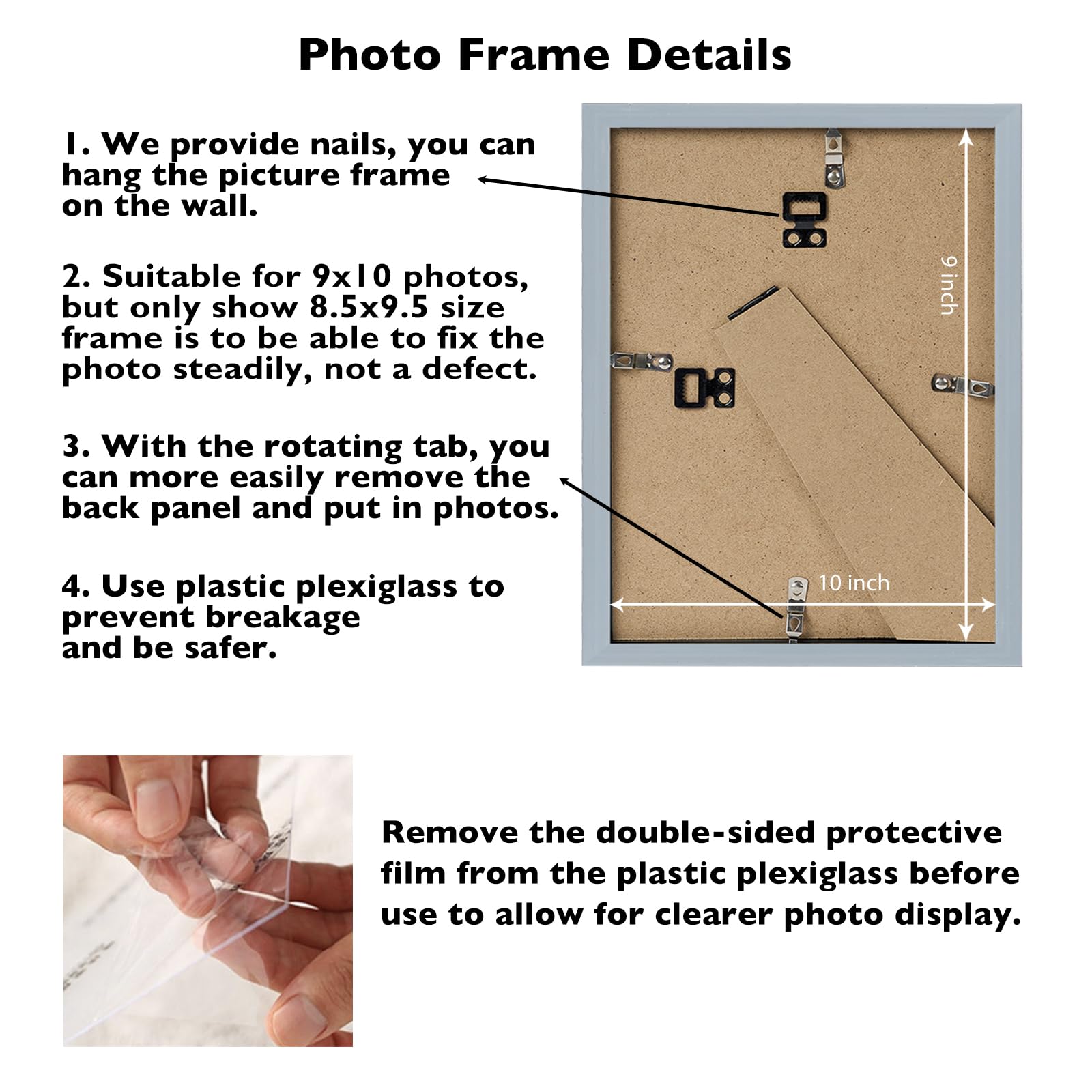 JCJMY 9x10 Picture Frame Rustic Brown for Wall Hanging or Tabletop, Wall Mounting Horizontally or Vertically, 9 x 10 Wall Galler