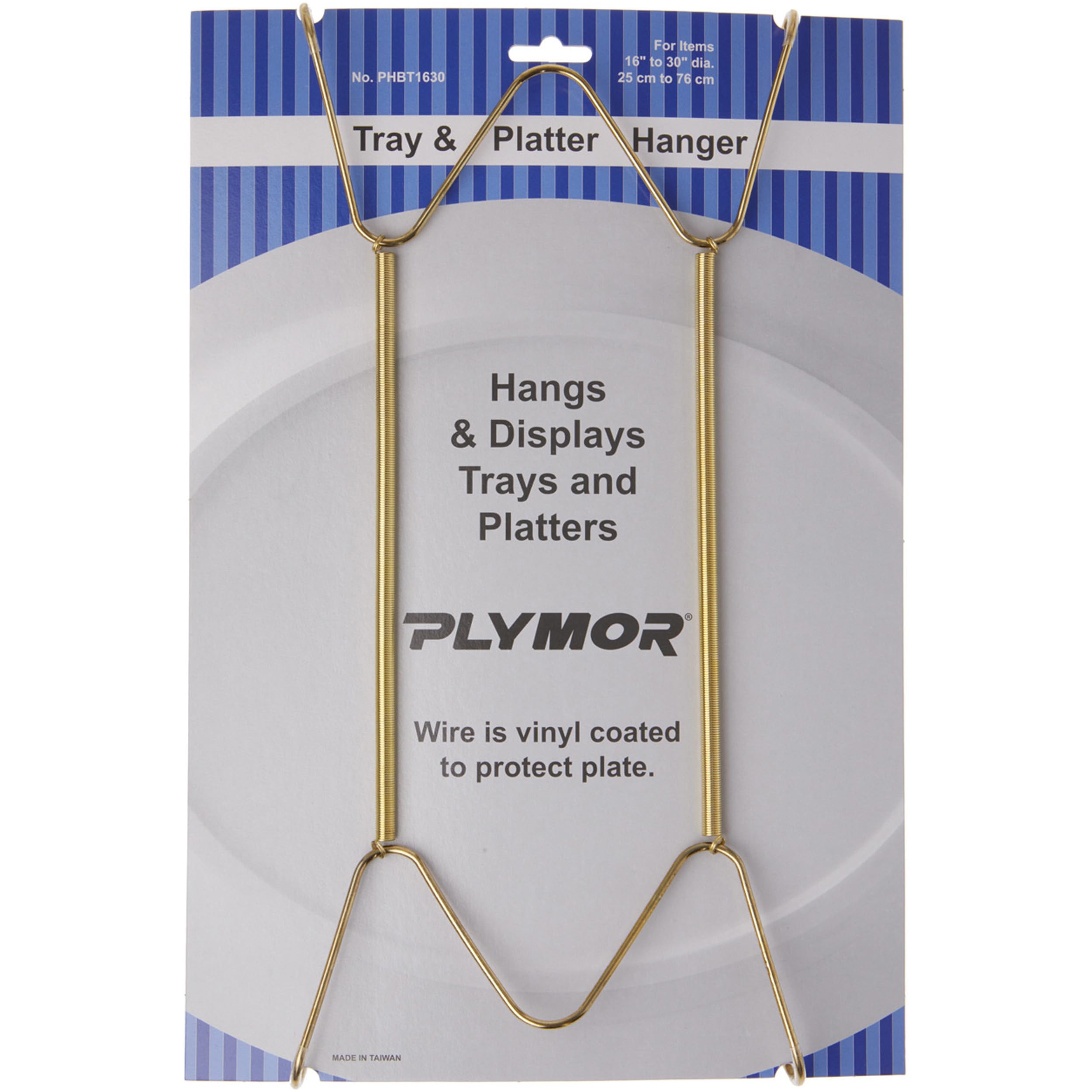 Plymor Gold Finish Wall Mountable Tray and Platter Hanger, 14.25 H x 6.5 W x 0.875 D (For Trays or Platters 16  30), Pack 