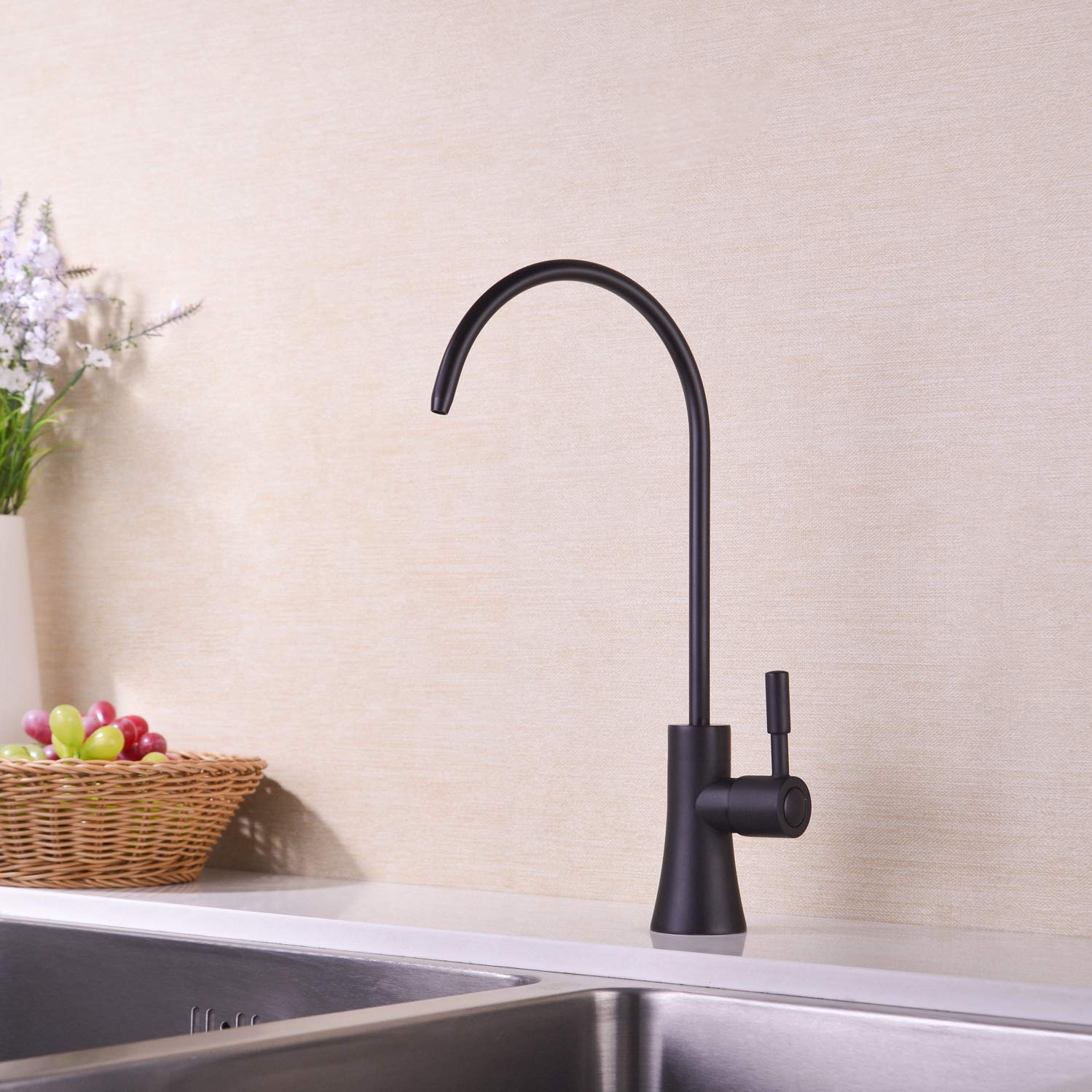 EKRTE Commercial Water Filtration Faucet Brass Drinking Water Purifier Faucet  Matte Black Kitchen Bar Sink Drinking Water Purifier Faucet
