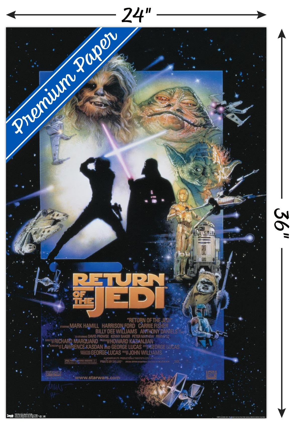 Trends International 24X36 Star Wars: Return Of The Jedi - One Sheet 1 Wall Poster, 36L X 24W, Unframed Version