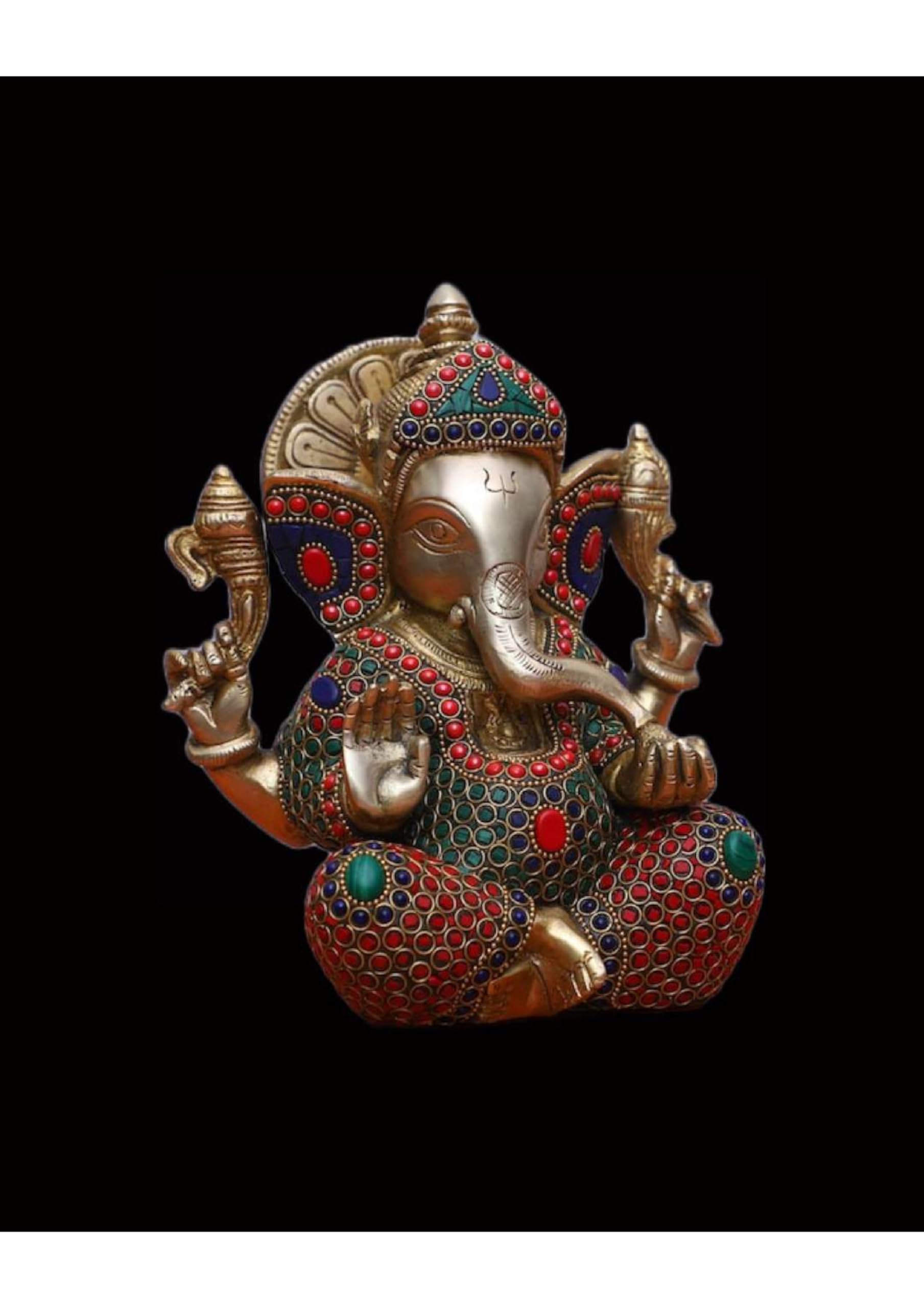 Rugdoll Brass Ganesha Statue- 21Cm Ganesh Statue In Brass